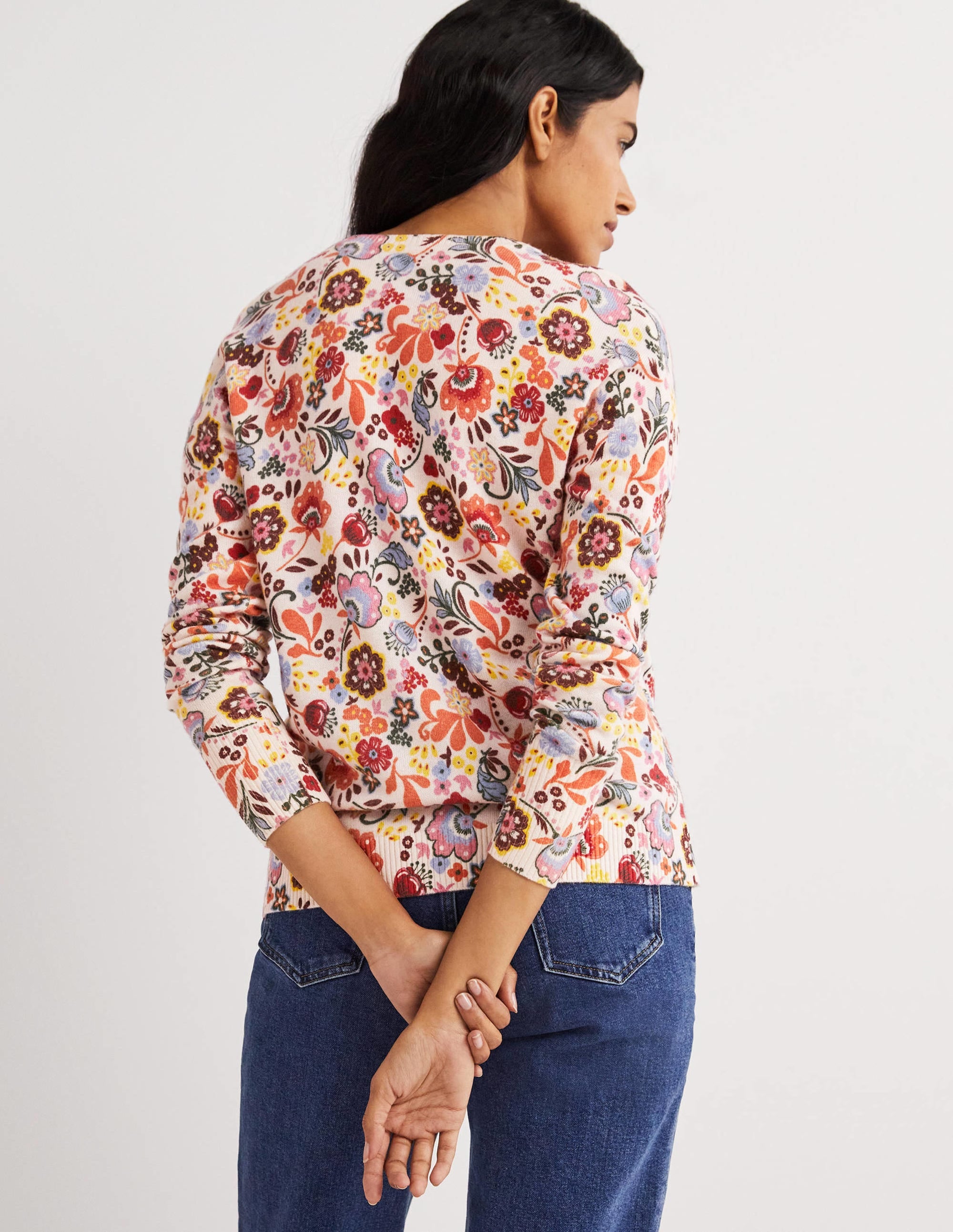 Pull Margot en cachemire-Milkshake, motif Pretty Paradise - Image 3
