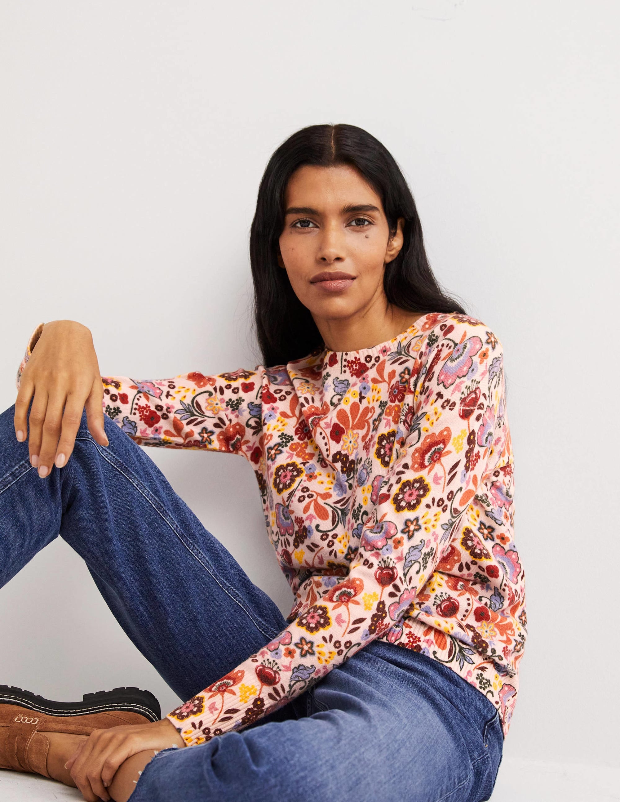 Pull Margot en cachemire-Milkshake, motif Pretty Paradise - Image 4