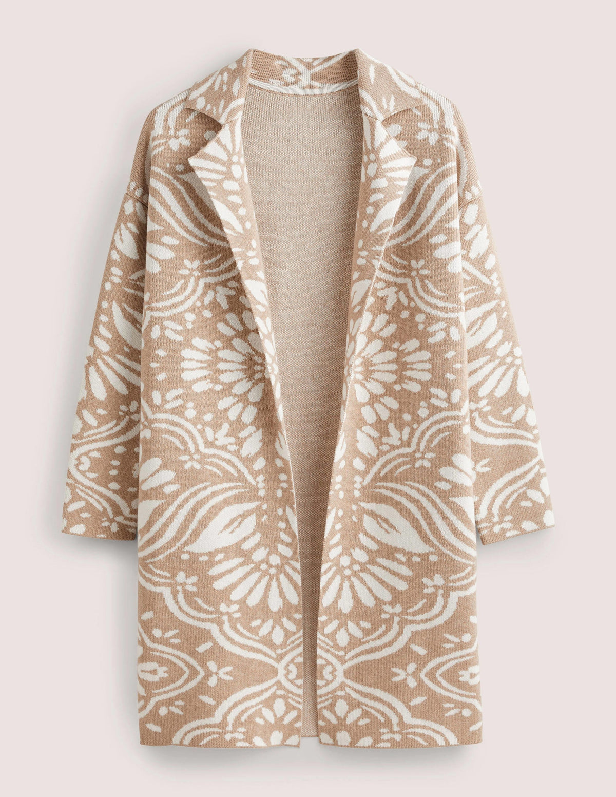 Langer Strick-Cardigan-Mausgrau, Orientalisches Diamantmuster - Image 7