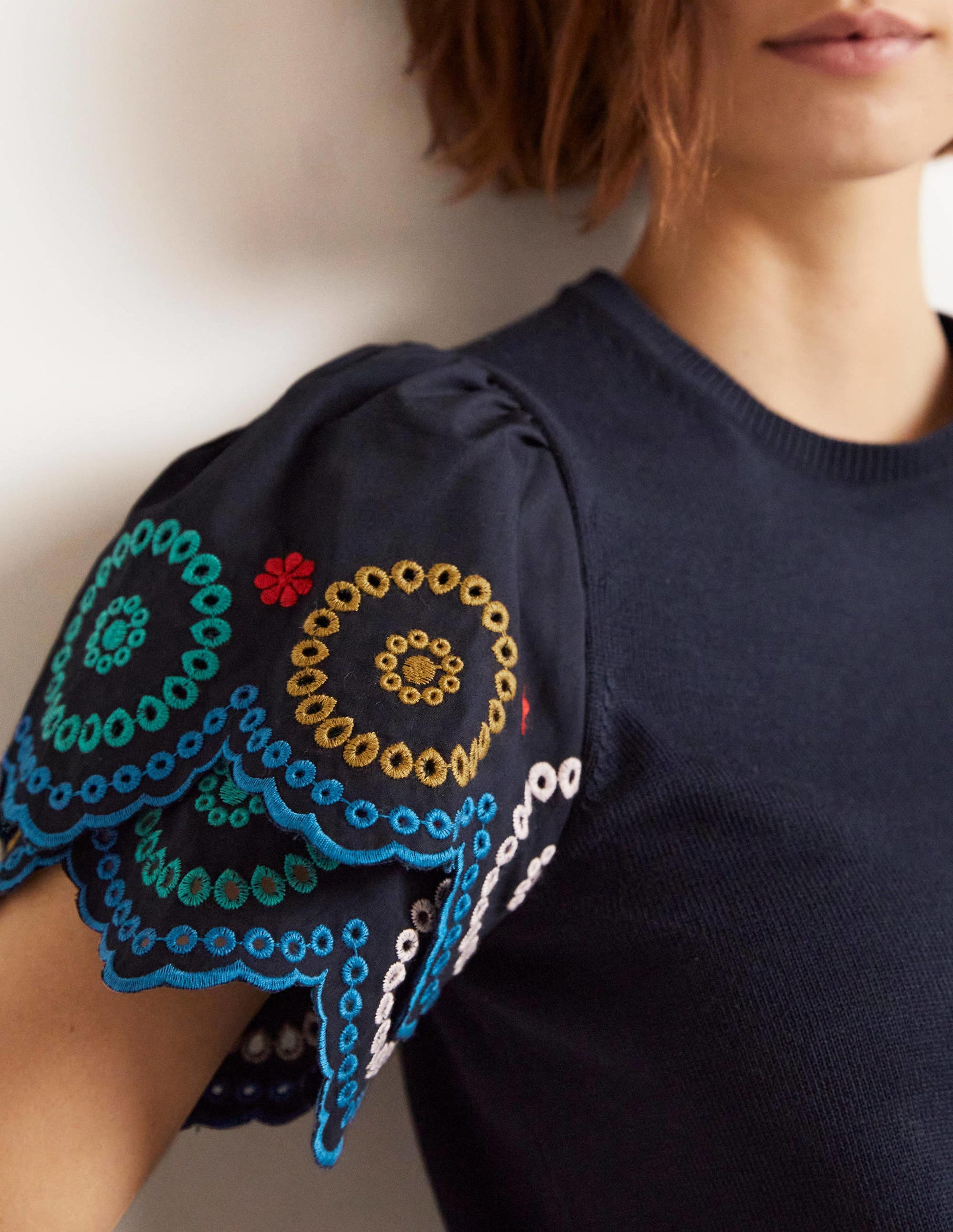 Strickshirt mit Ärmeldetail-Marineblau-6