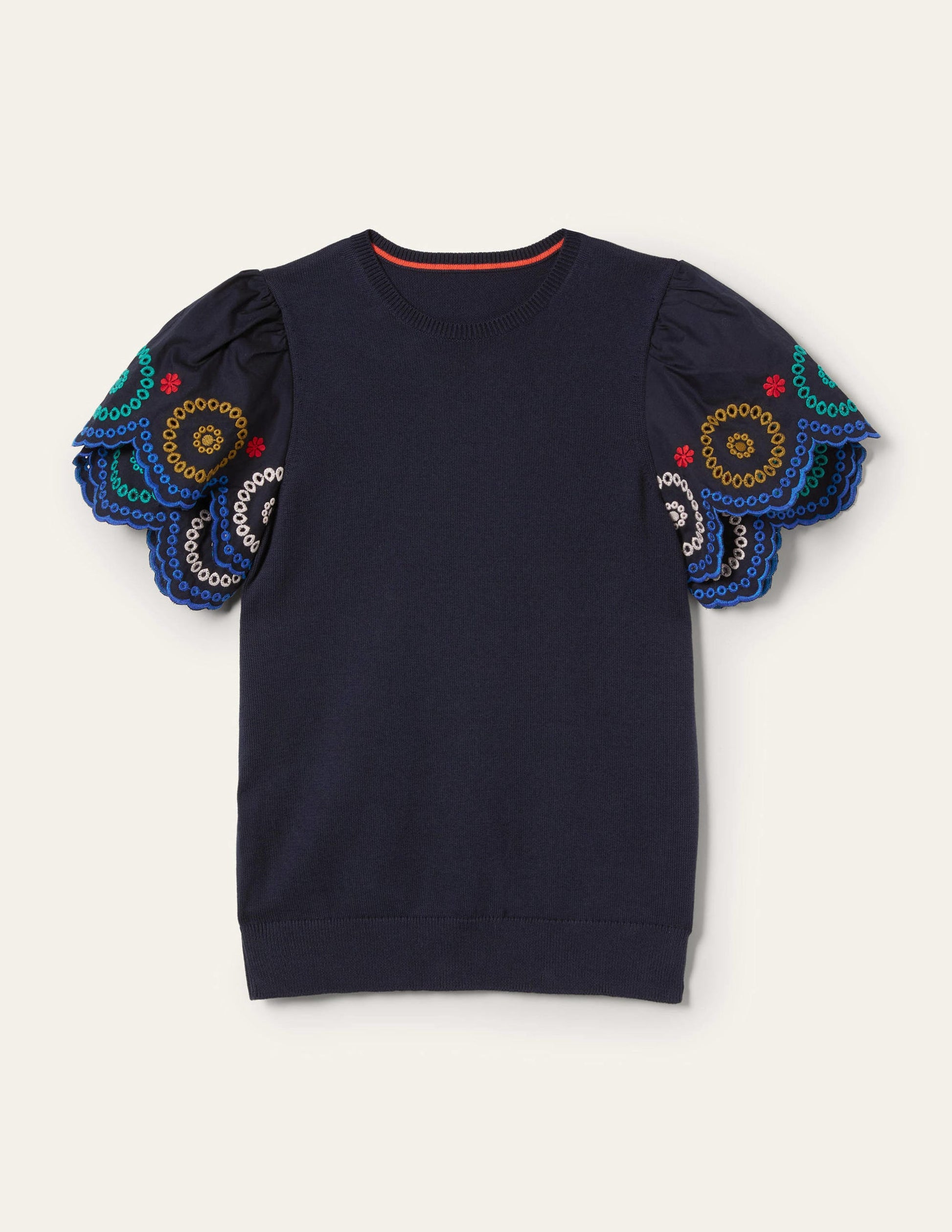 Strickshirt mit Ärmeldetail-Marineblau-10