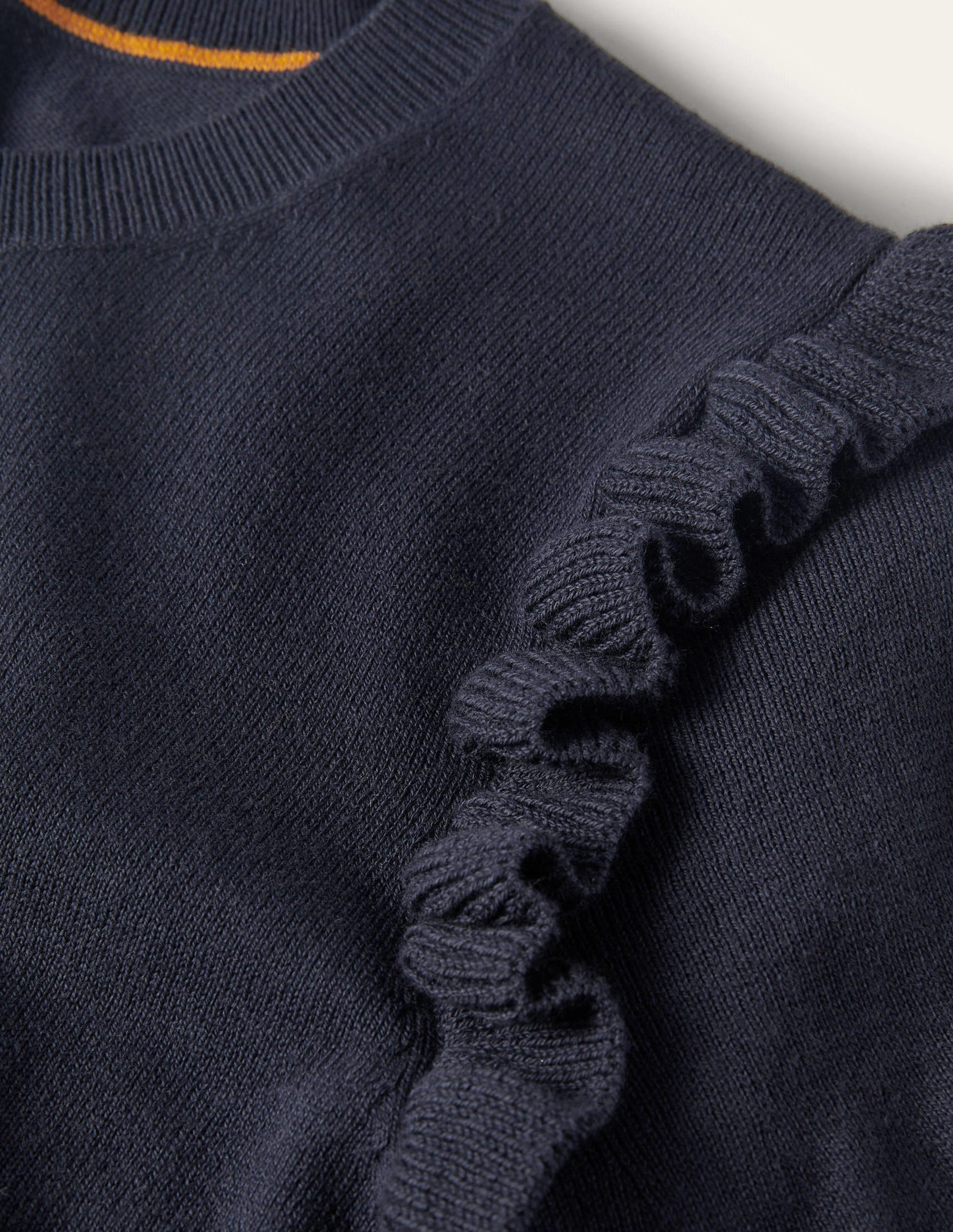 Frill Shoulder Cotton Cardigan-Navy-9