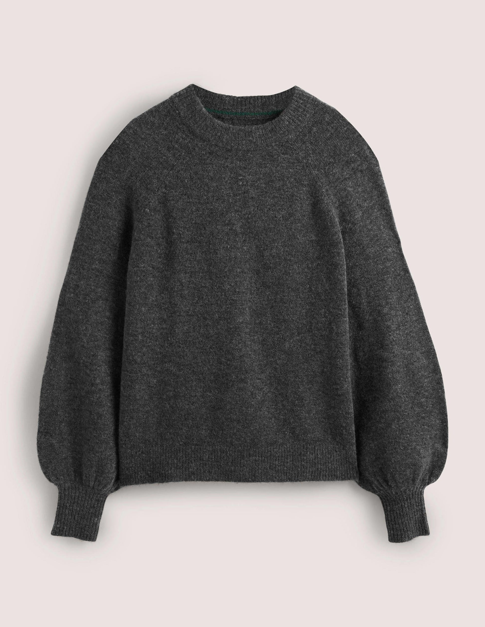 Flauschiger Pullover mit Blousonärmeln-Anthrazit Melange-6
