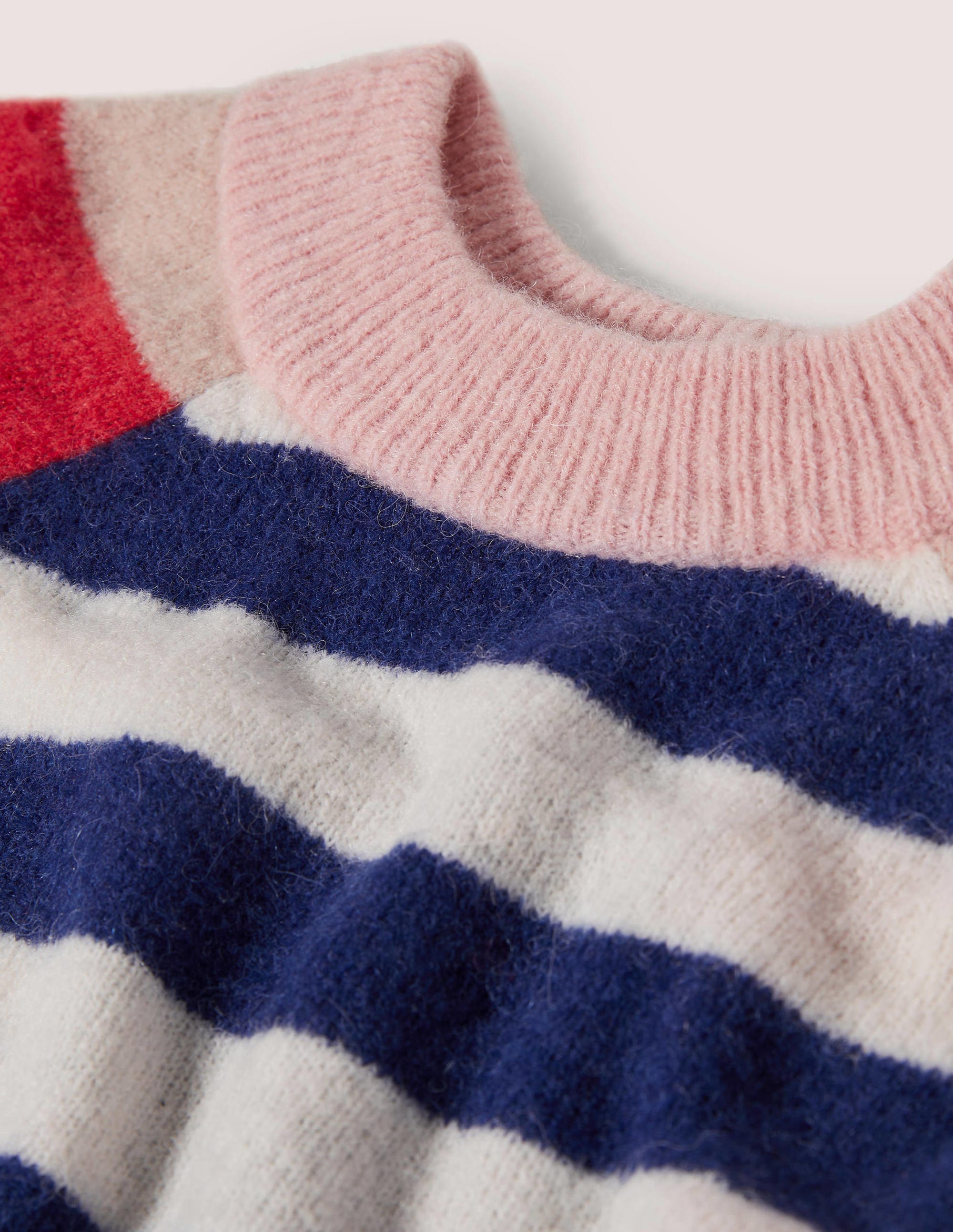 Blouson Sleeve Fluffy Jumper-Starboard, Ivory Mixed Stripe - Image 5