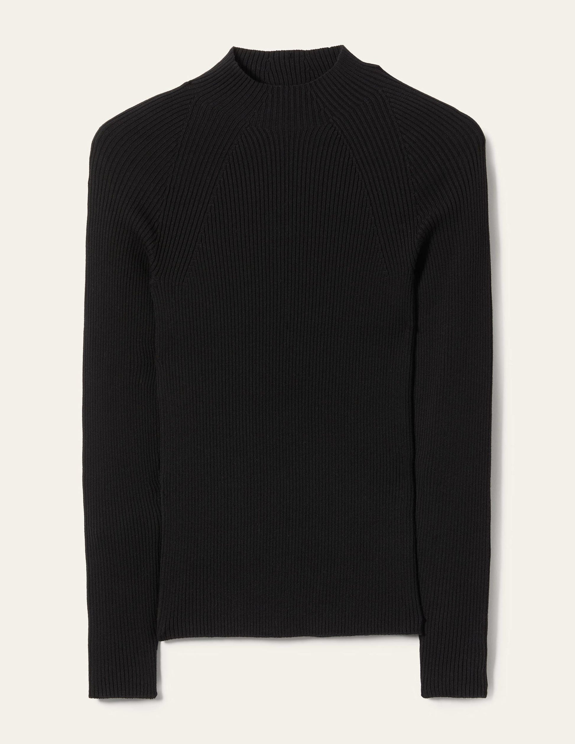 Gerippter Pullover mit hohem Kragen-Schwarz-11