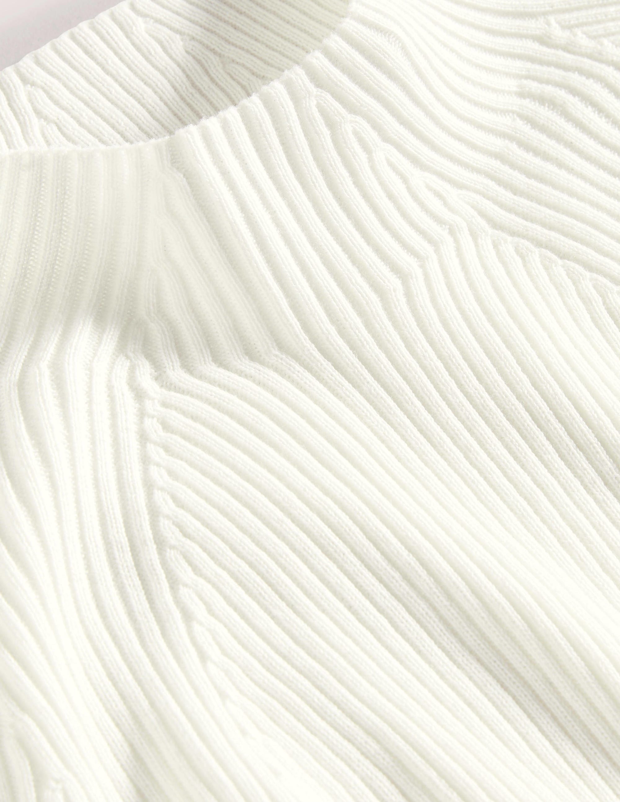 Gerippter Pullover mit hohem Kragen-Naturweiß - Image 5