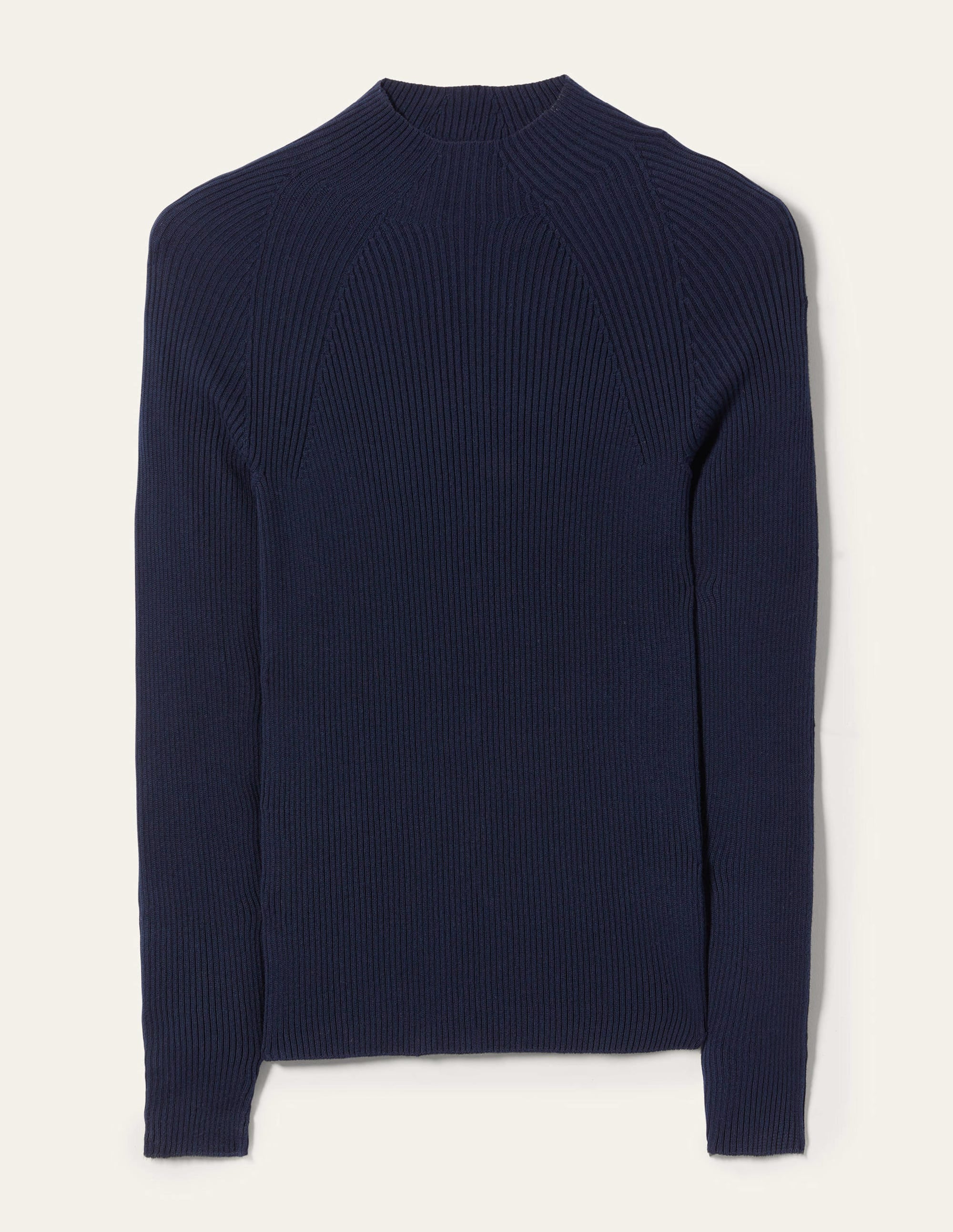 Gerippter Pullover mit hohem Kragen-Marineblau - Image 9