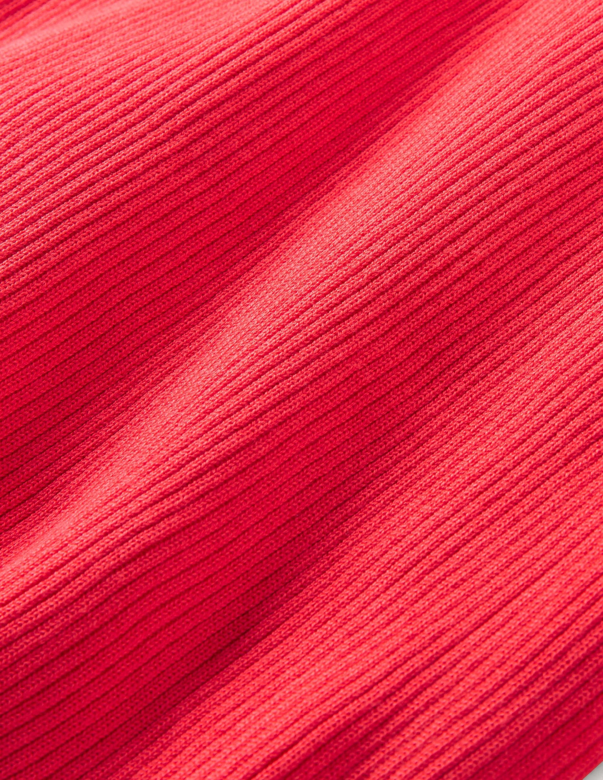 Gerippter Pullover mit hohem Kragen-Erdbeerkuchenrot-5