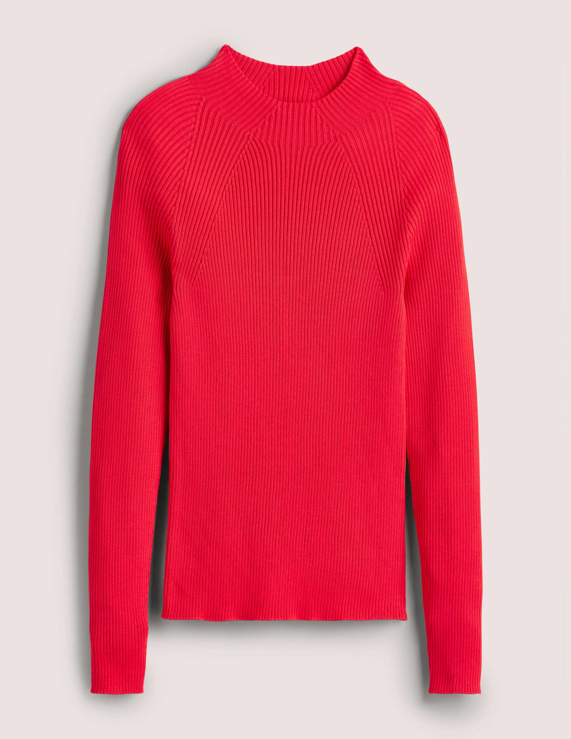 Gerippter Pullover mit hohem Kragen-Erdbeerkuchenrot-6