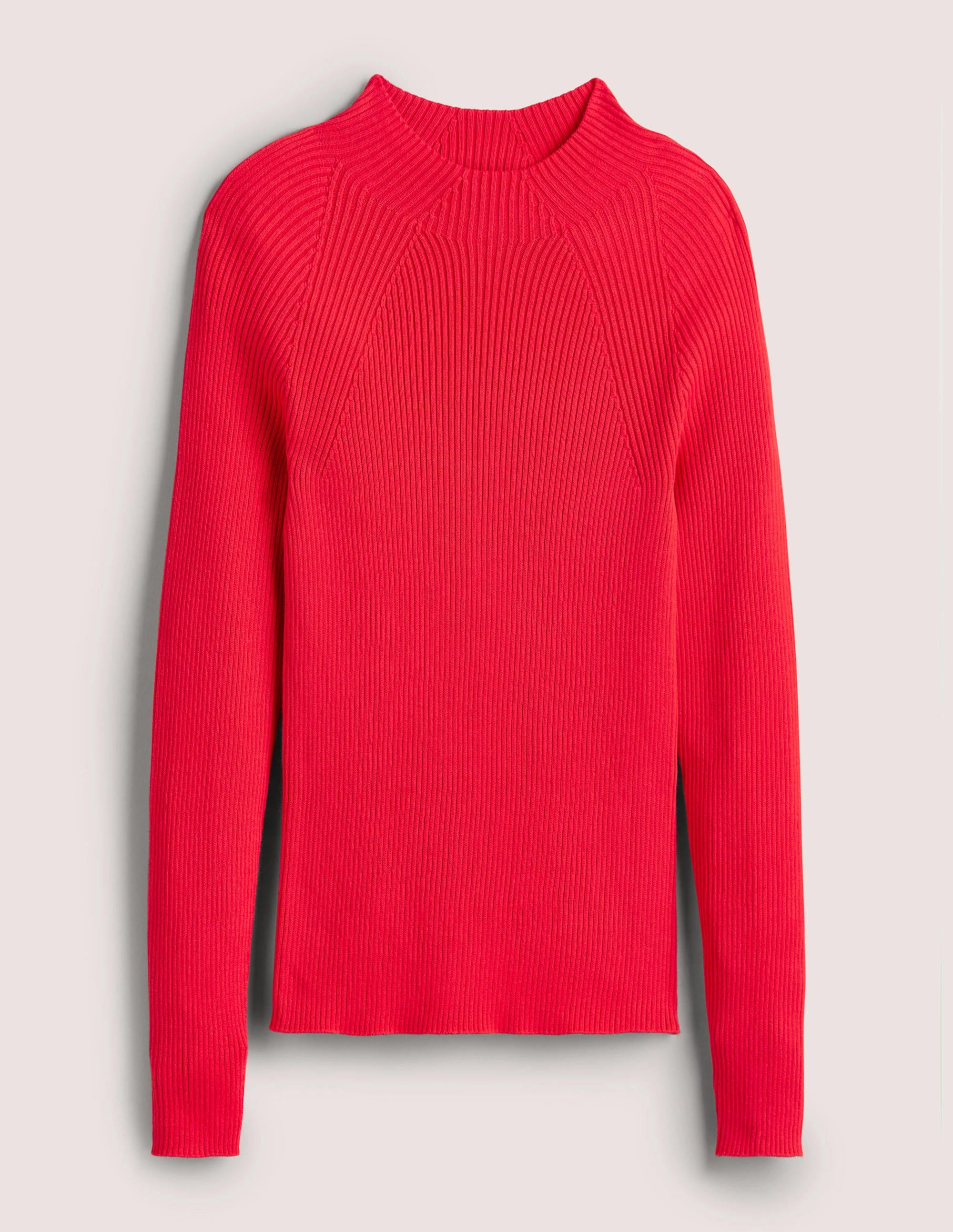 Gerippter Pullover mit hohem Kragen-Erdbeerkuchenrot - Image 6