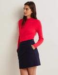 Gerippter Pullover mit hohem Kragen-Erdbeerkuchenrot