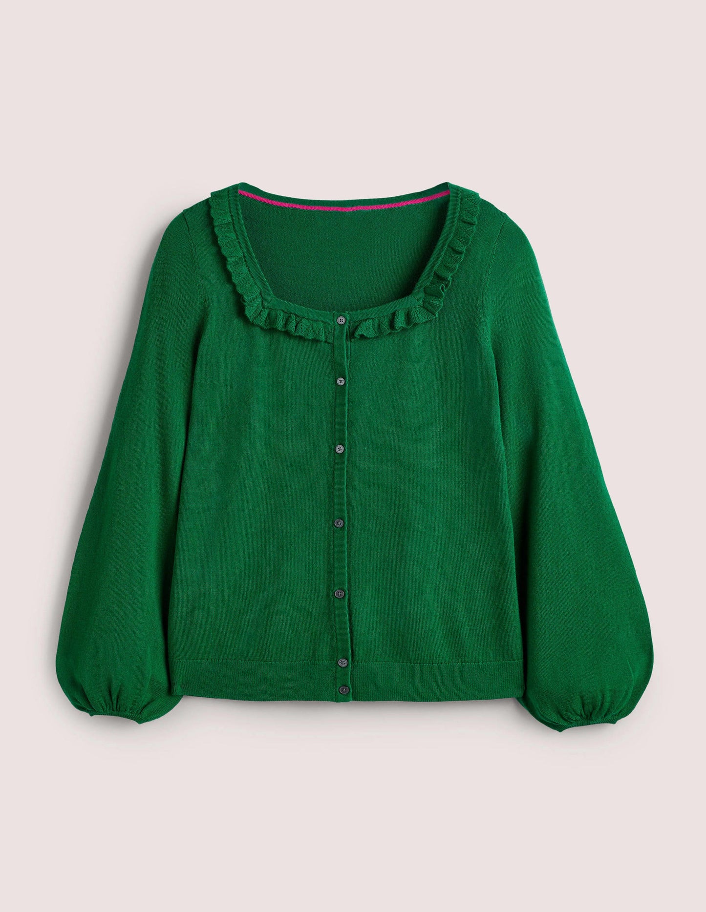 Square Neck Merino Cardigan-Trekking Green