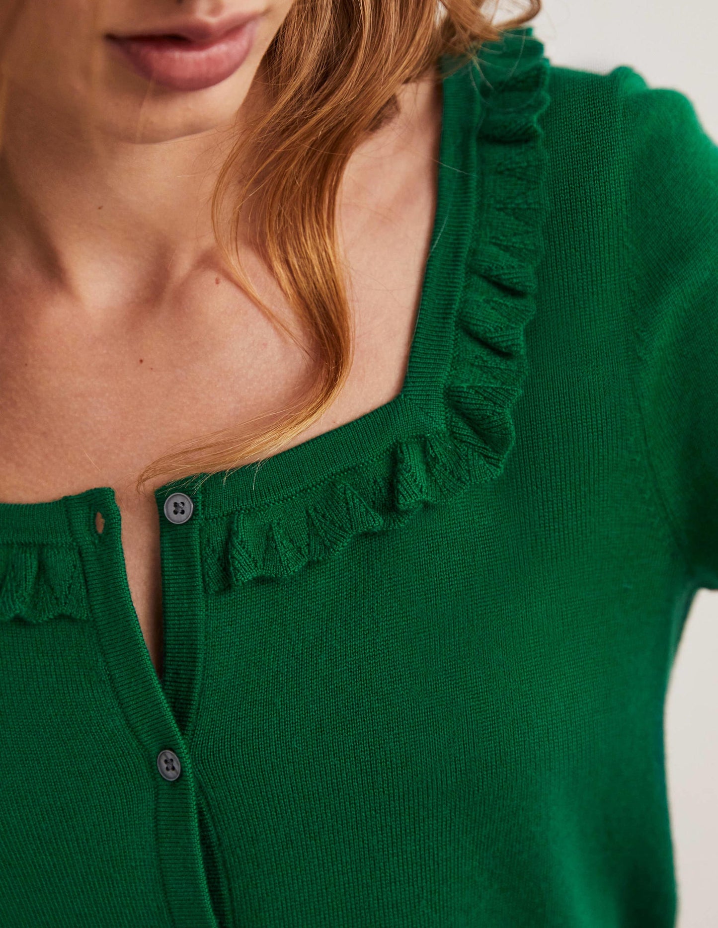 Square Neck Merino Cardigan-Trekking Green