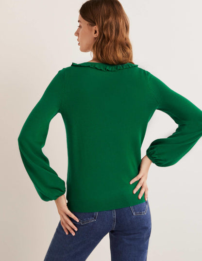 Square Neck Merino Cardigan-Trekking Green