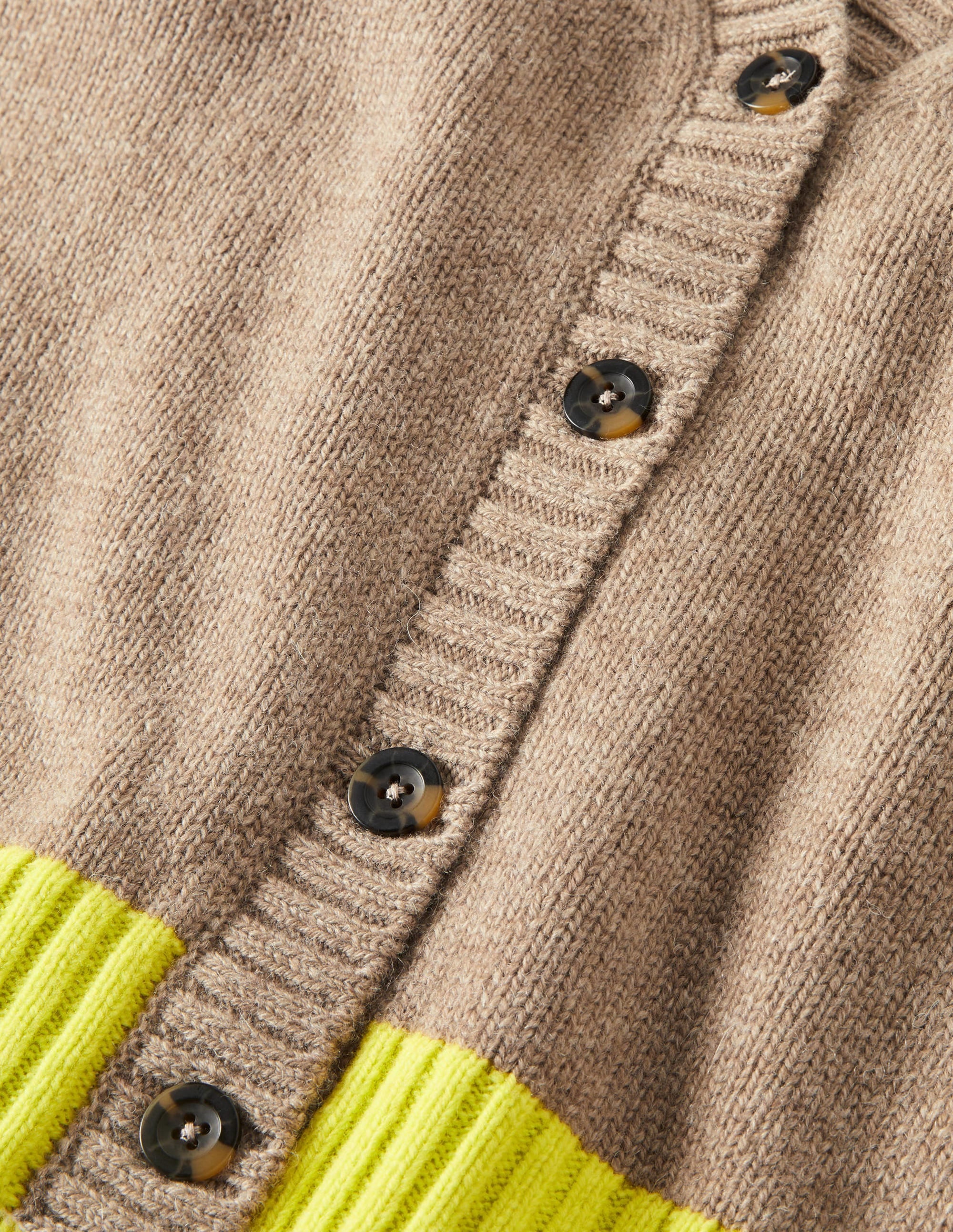 Débardeur en maille boutonné-Vison foncé chiné, jaune fluo - Image 5