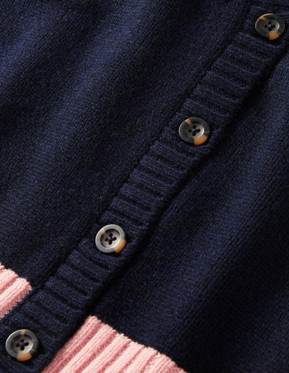 Strickpullunder mit Knopfreihe-Navy/Milchshake
