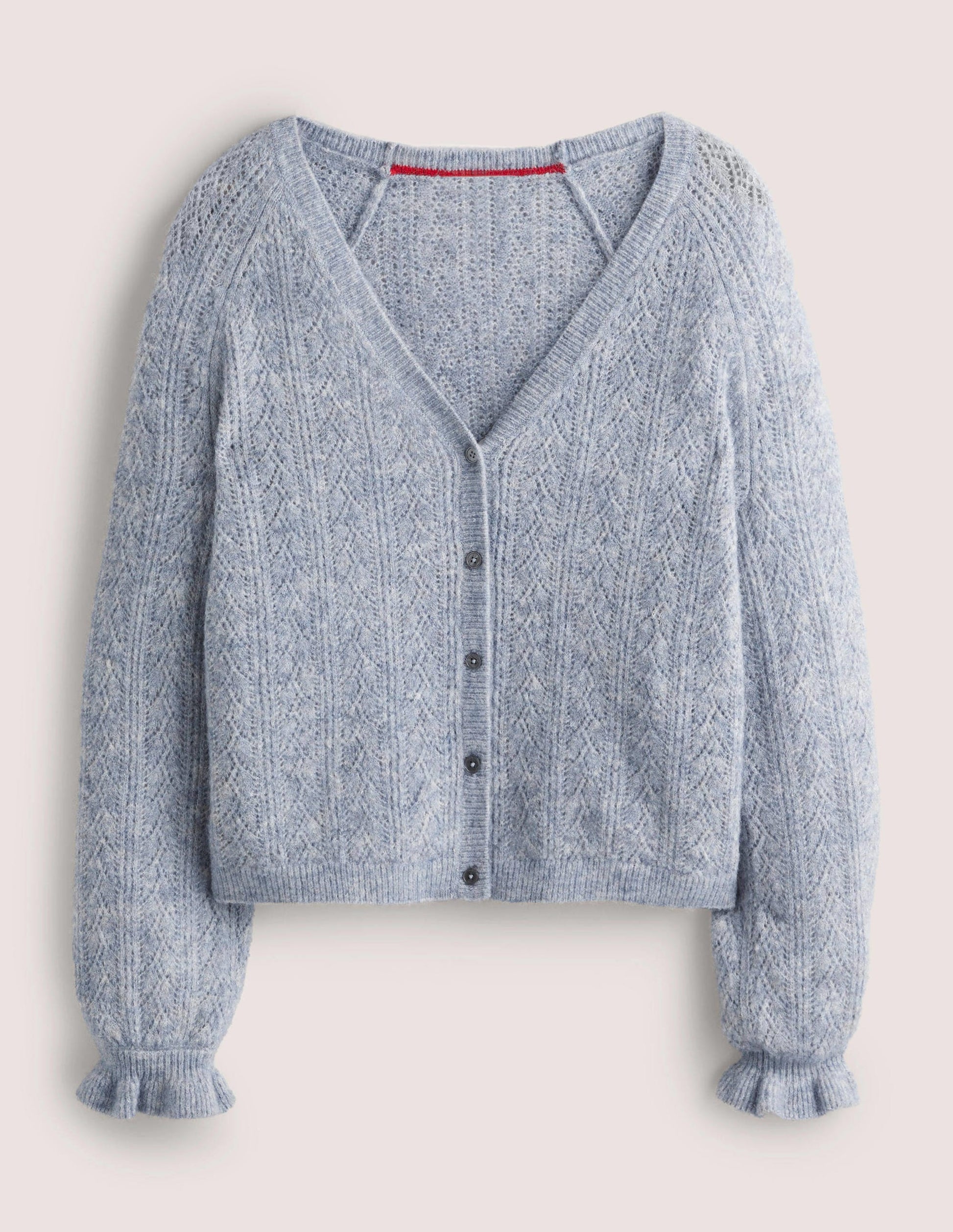 Gilet duveteux en pointelle-Bleu caporal chiné-6
