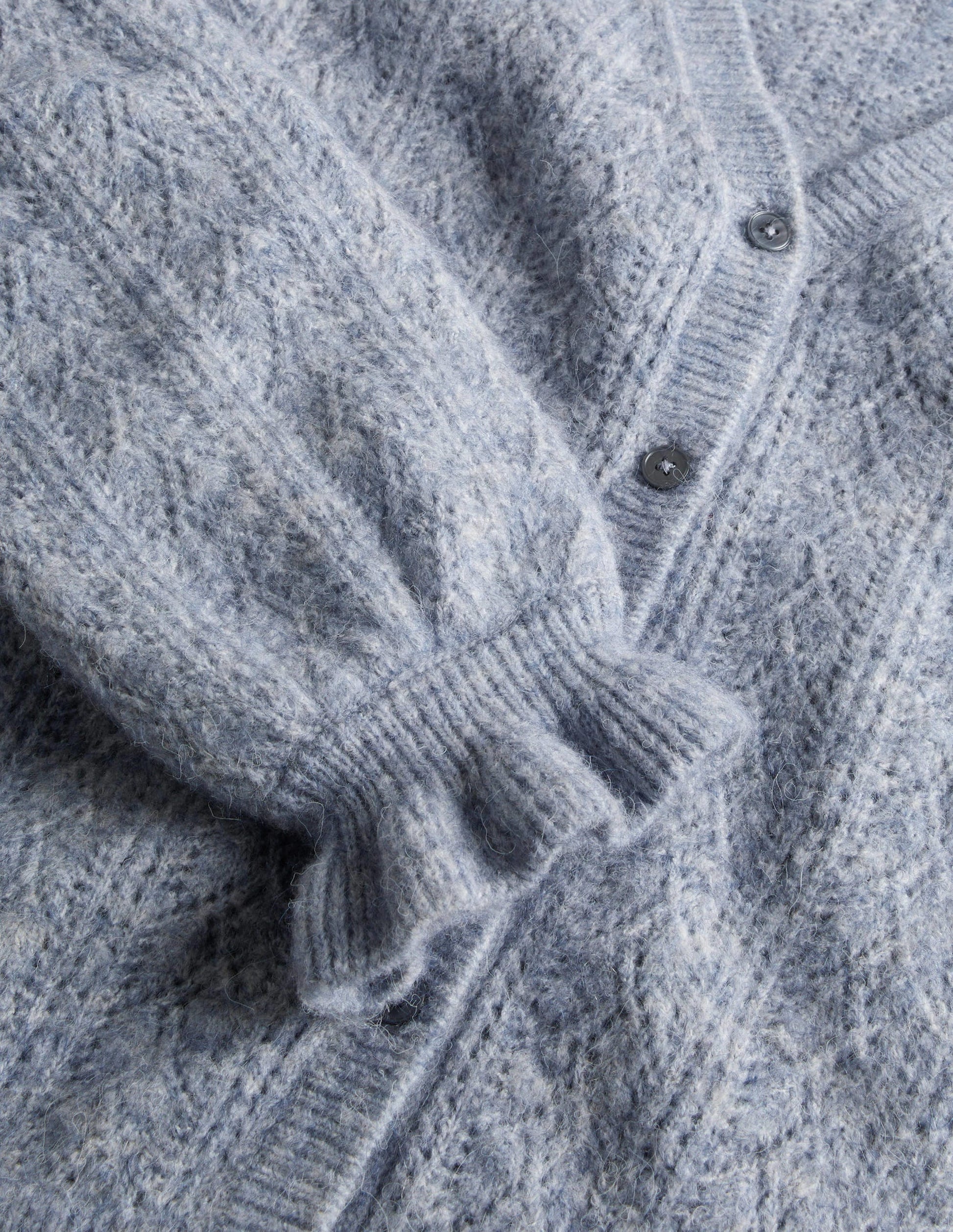 Gilet duveteux en pointelle-Bleu caporal chiné-7