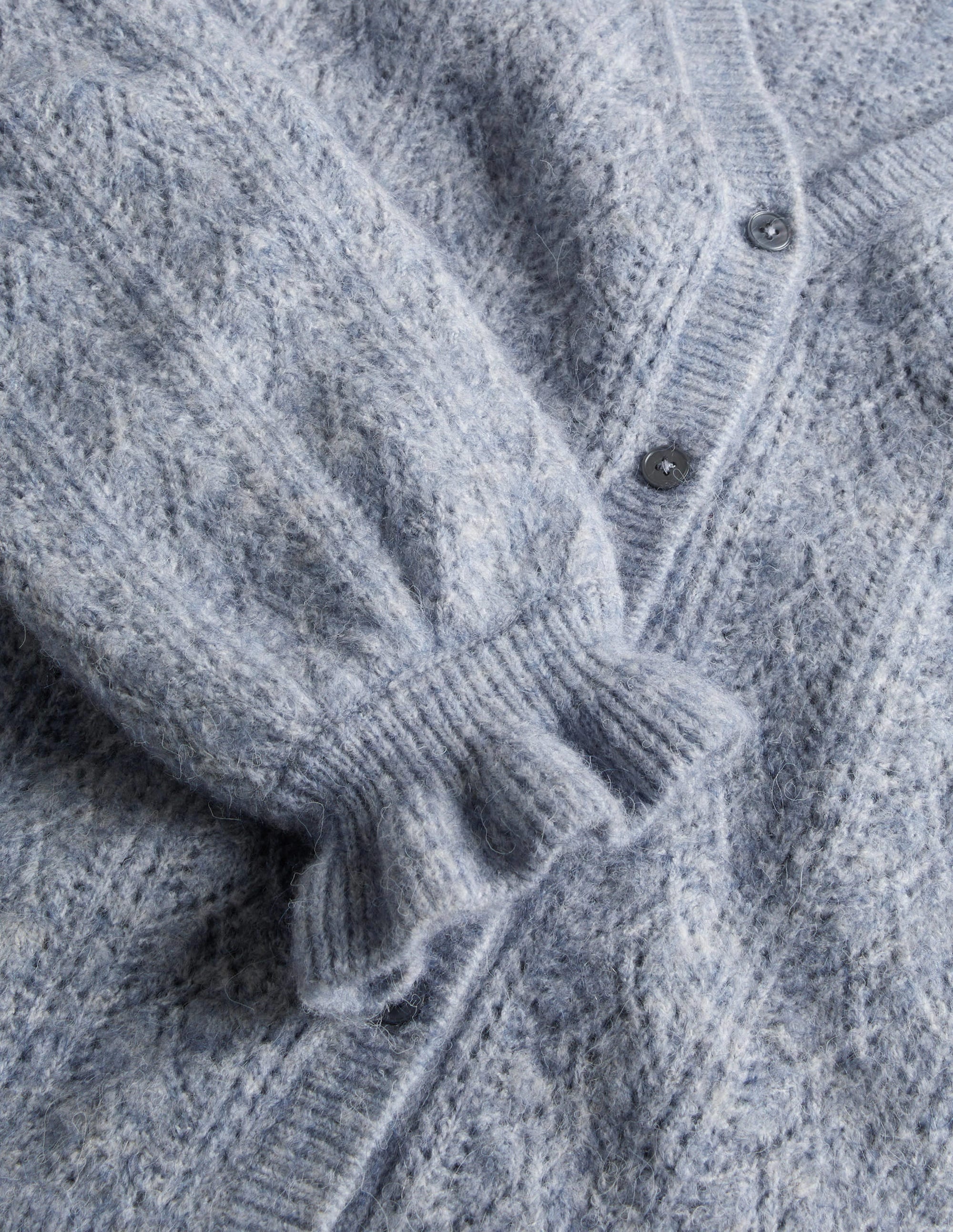 Gilet duveteux en pointelle-Bleu caporal chiné - Image 7