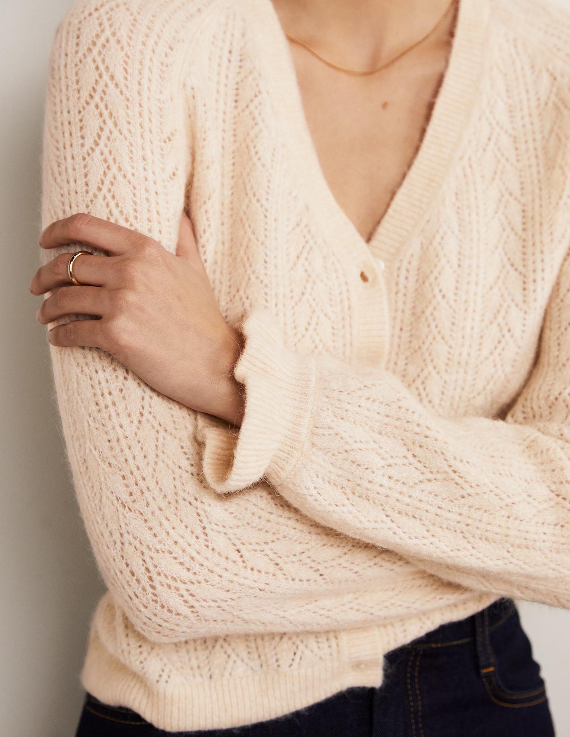Fluffy Pointelle Cardigan-Rope - Image 5