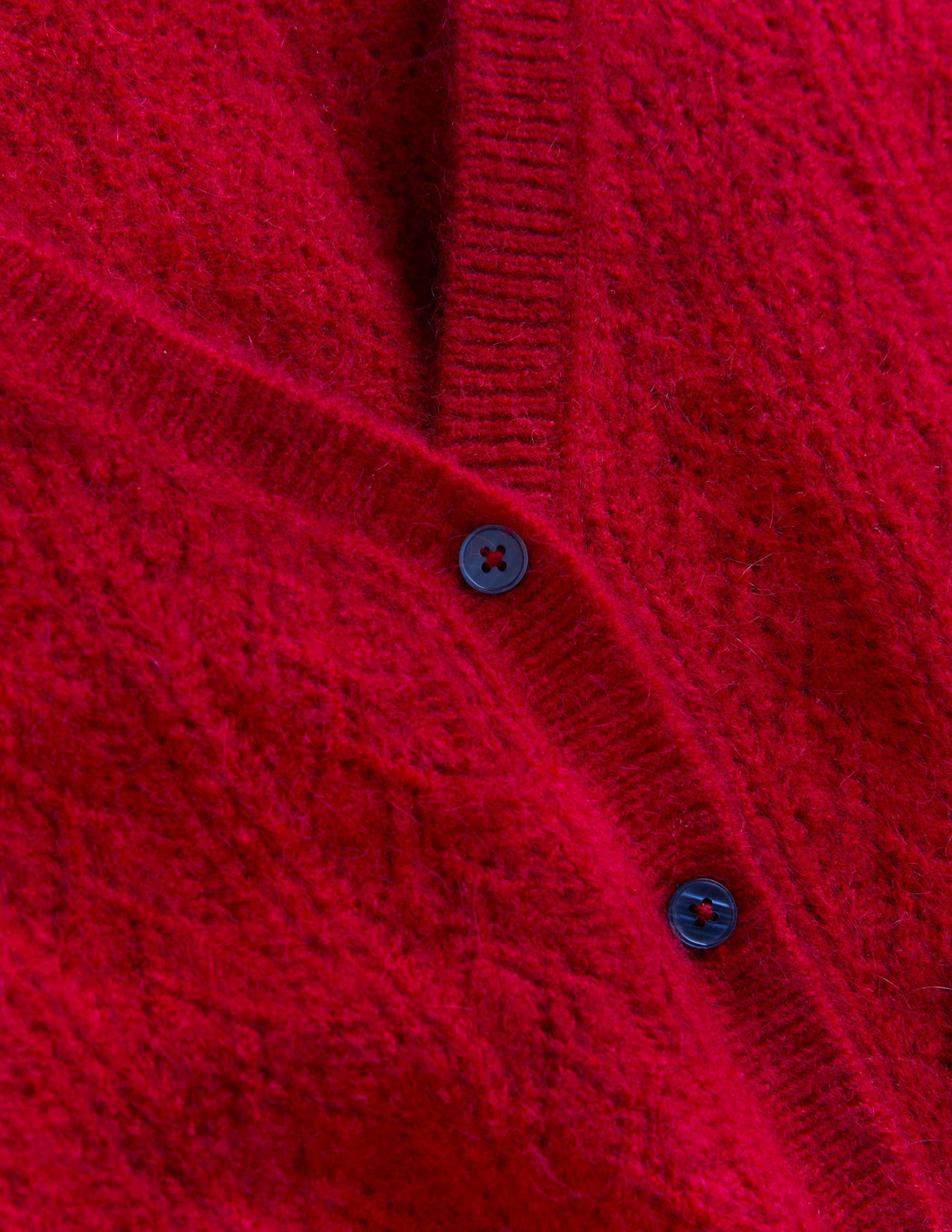 Flauschiger Pointelle-Cardigan-Rubinrot - Image 7