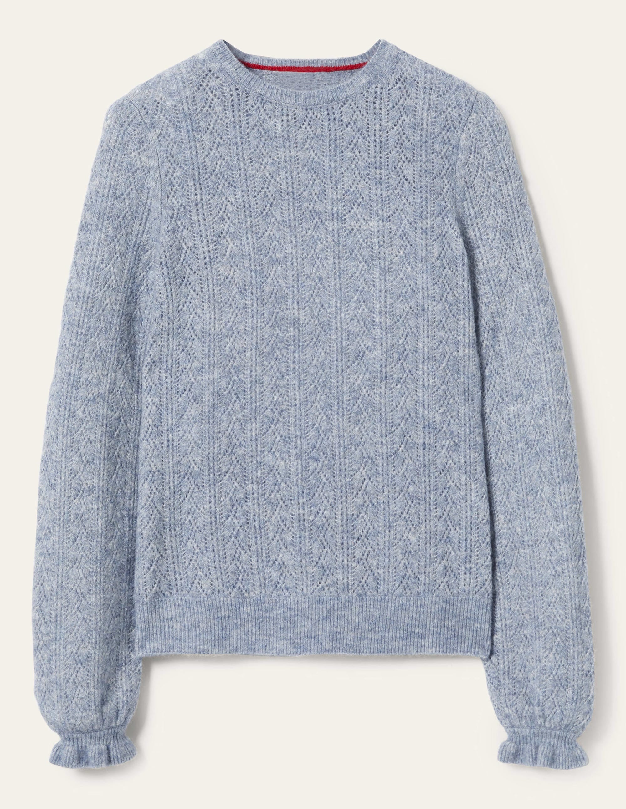 Fluffy Pointelle Jumper-Corporal Blue Melange - Image 12