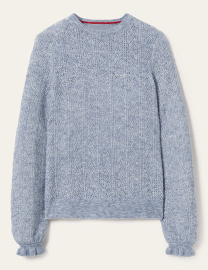 Flauschiger Pointelle-Pullover-Offiziersblau Melange-12