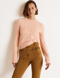 Fluffy Pointelle Jumper-Pink Frosting