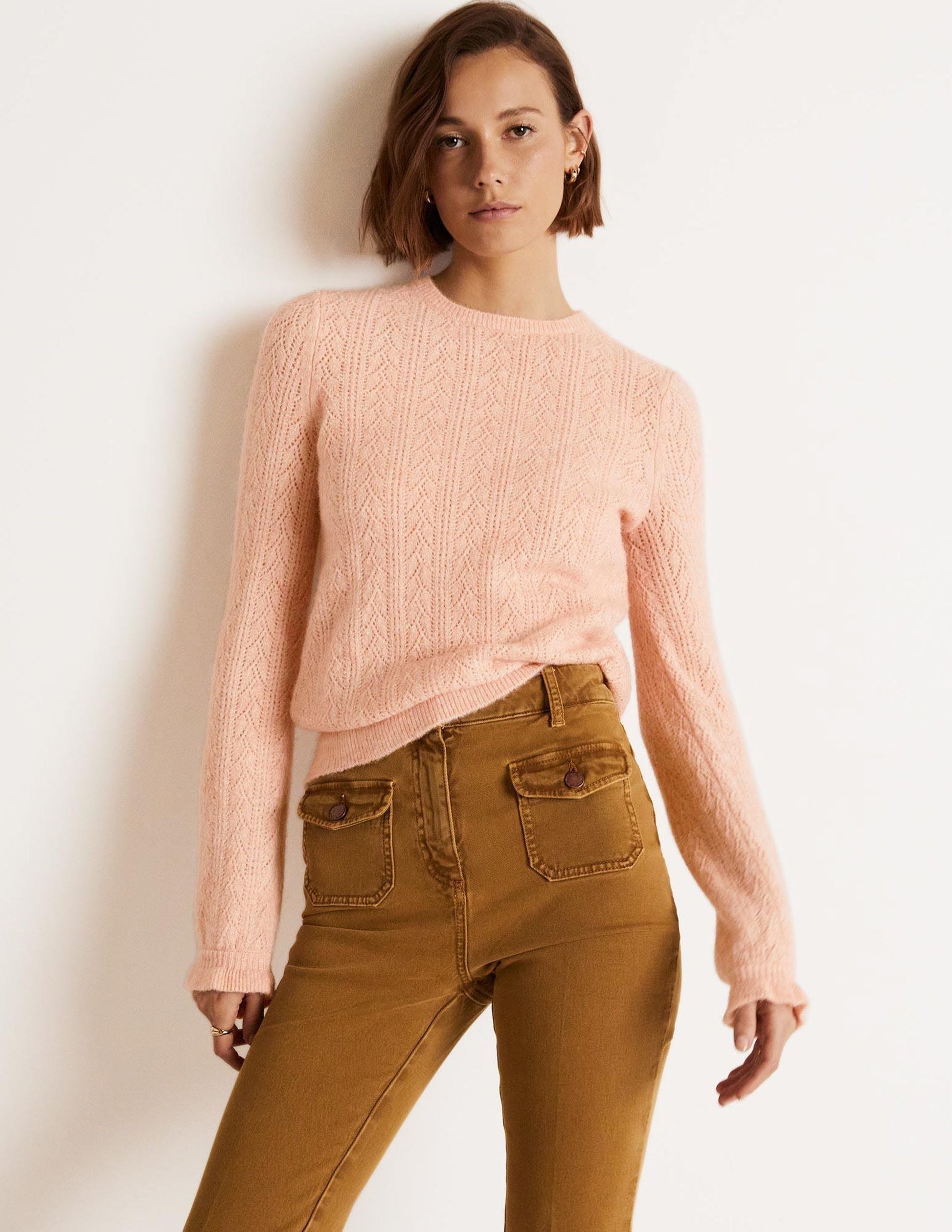 Fluffy Pointelle Jumper-Pink Frosting-1