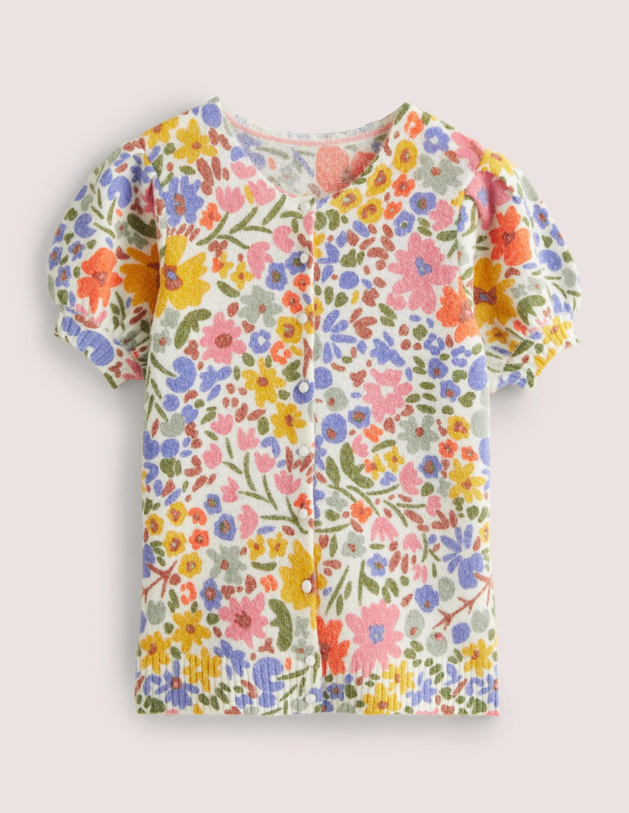 Cardigan imprimé à manches bouffantes-Ivoire, motif Abstract Ditsy - Image 6