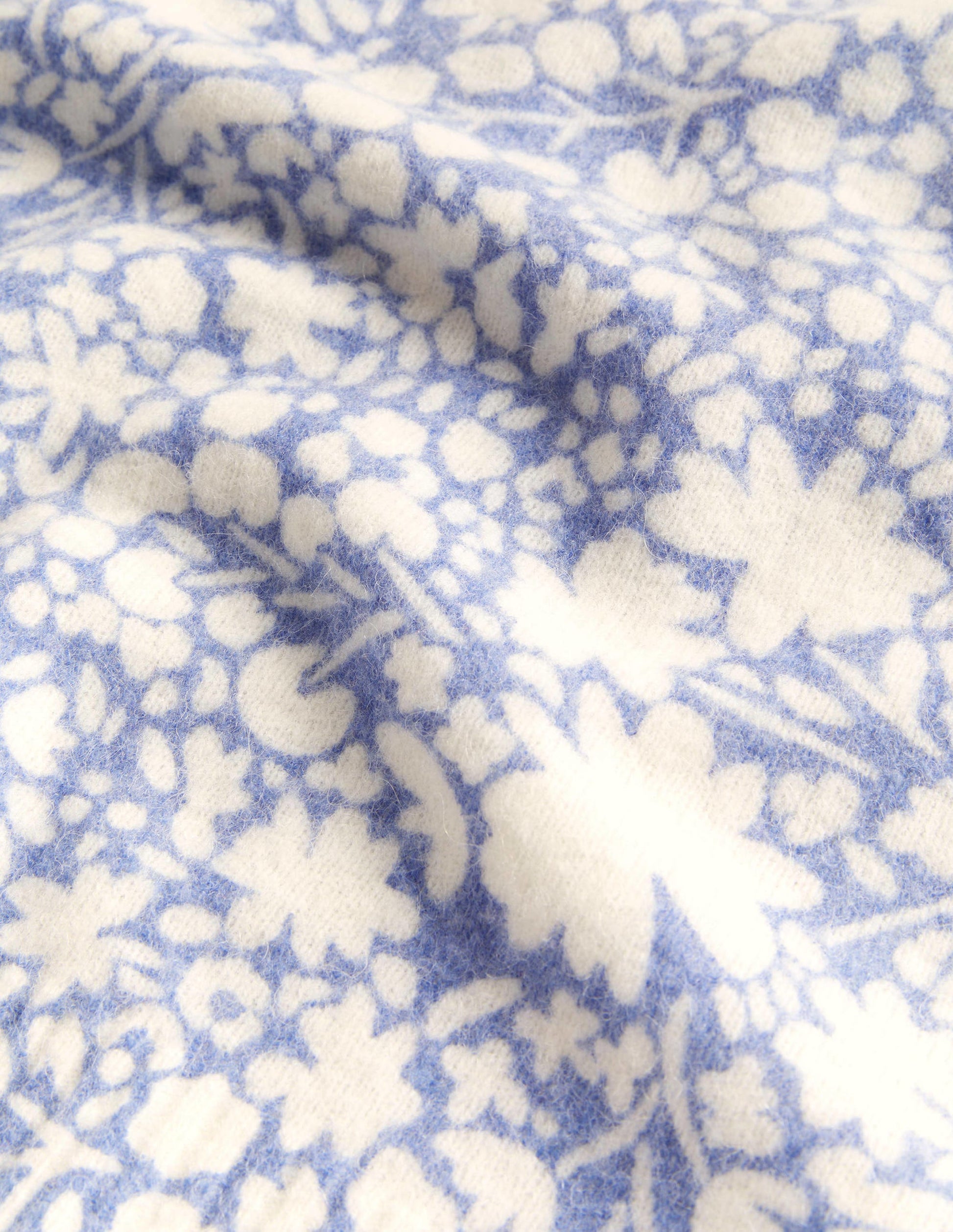 Gemusterter Pullover mit Puffärmeln-Rivierablau, Abstraktes Kleines Blumenmuster-5