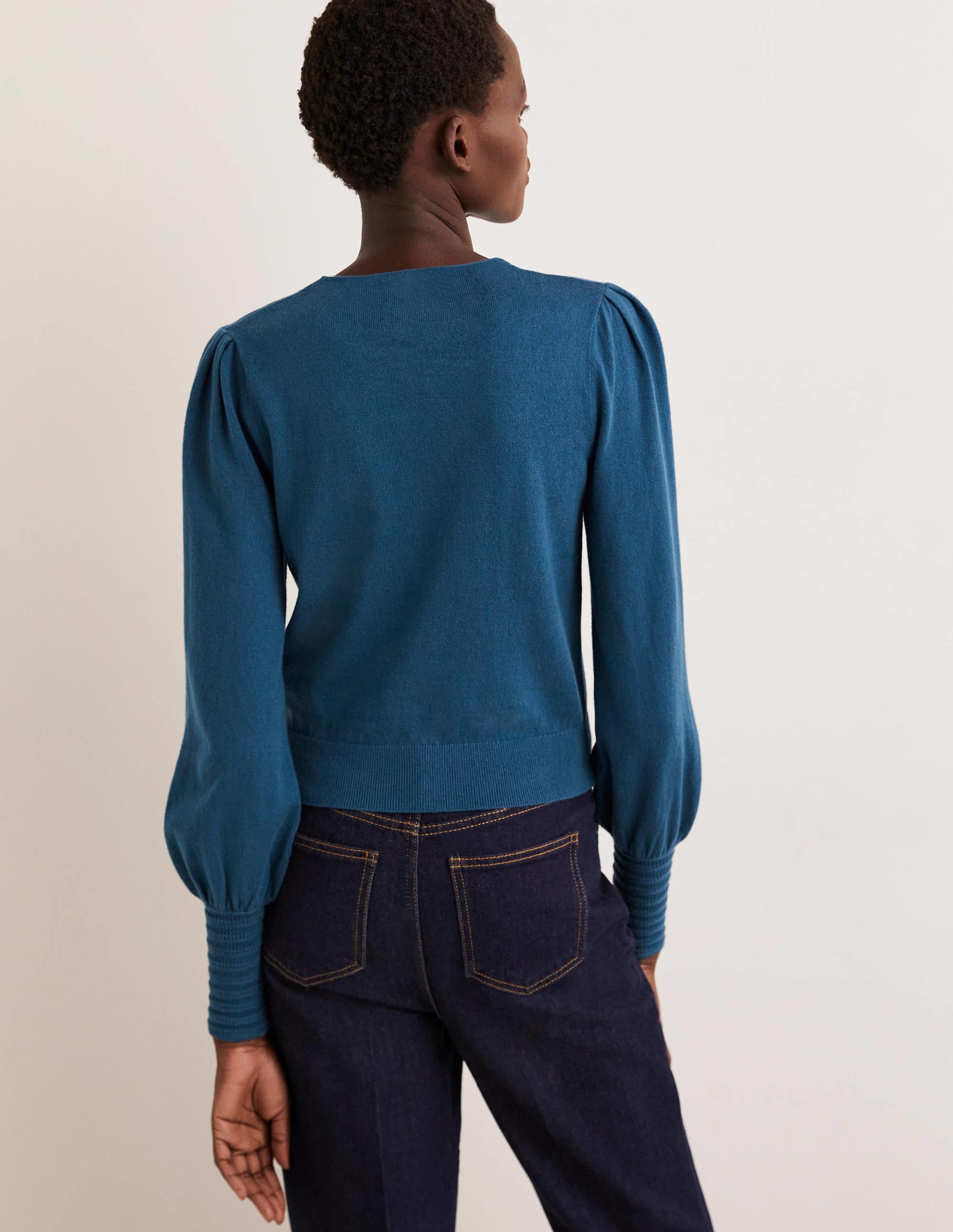 Pull à détails pointelle-Bleu baltique - Image 3