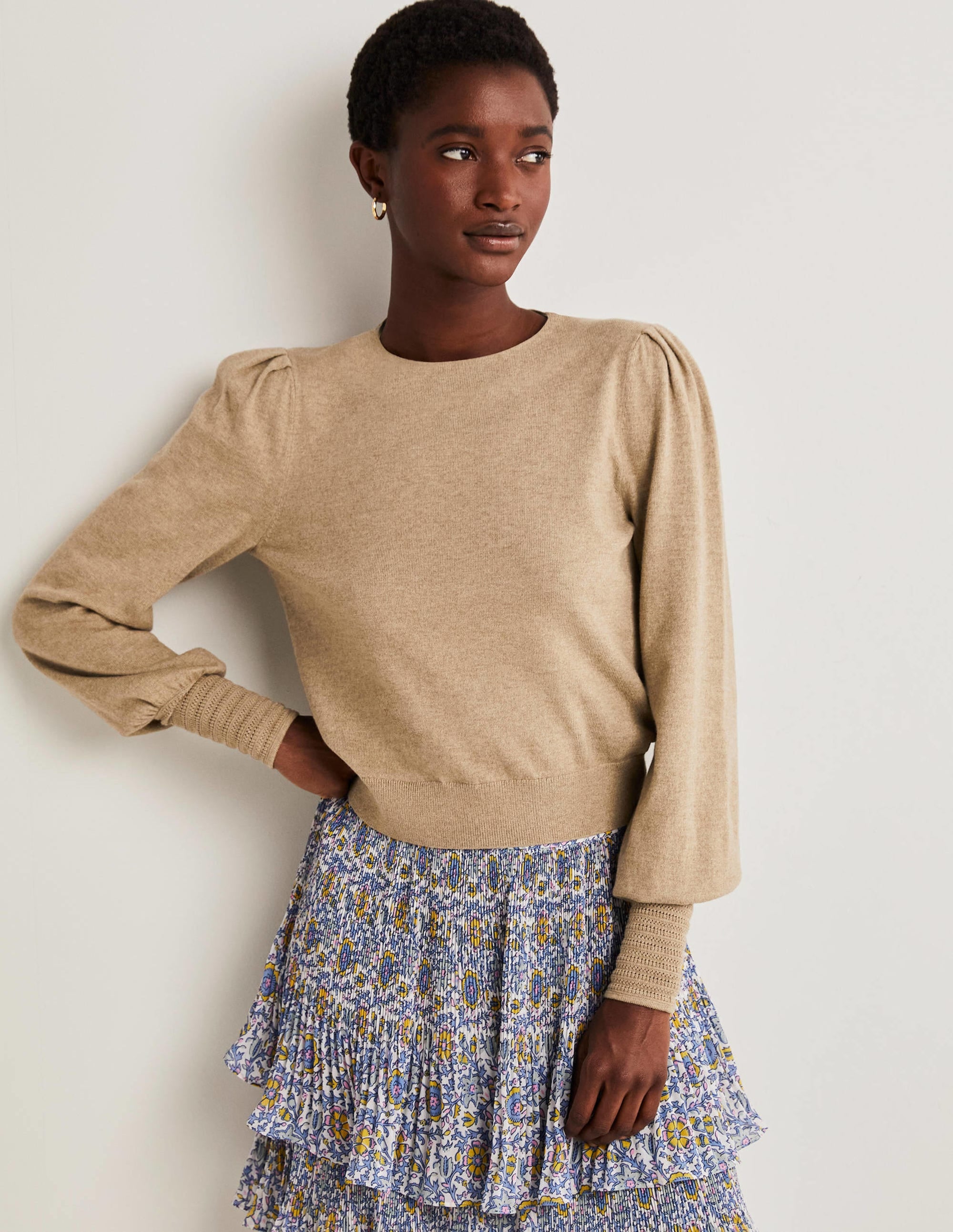 Pointelle-Detailed Jumper-Mink Melange - Image 1