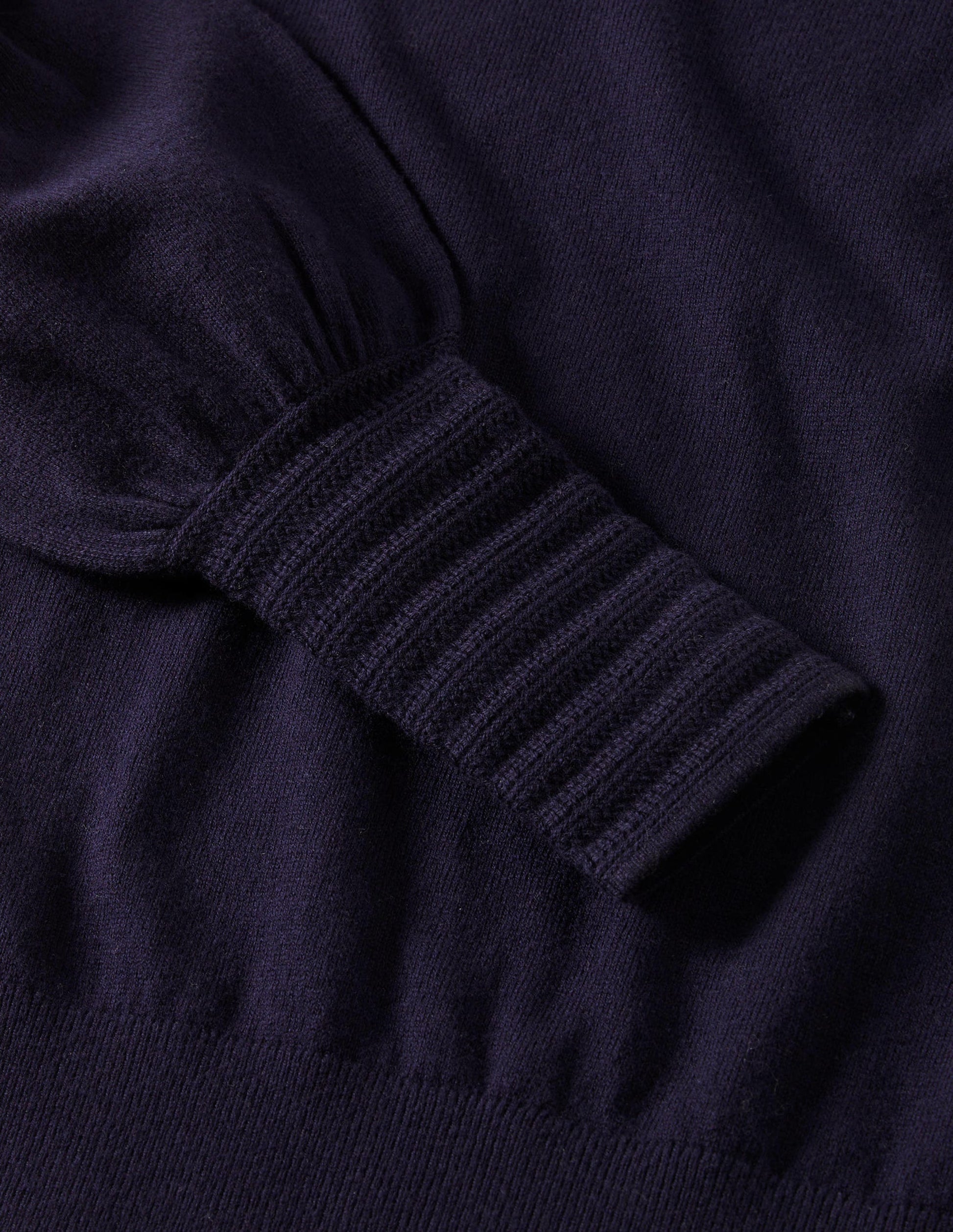 Pointelle-Pullover mit Detail-Marineblau-5