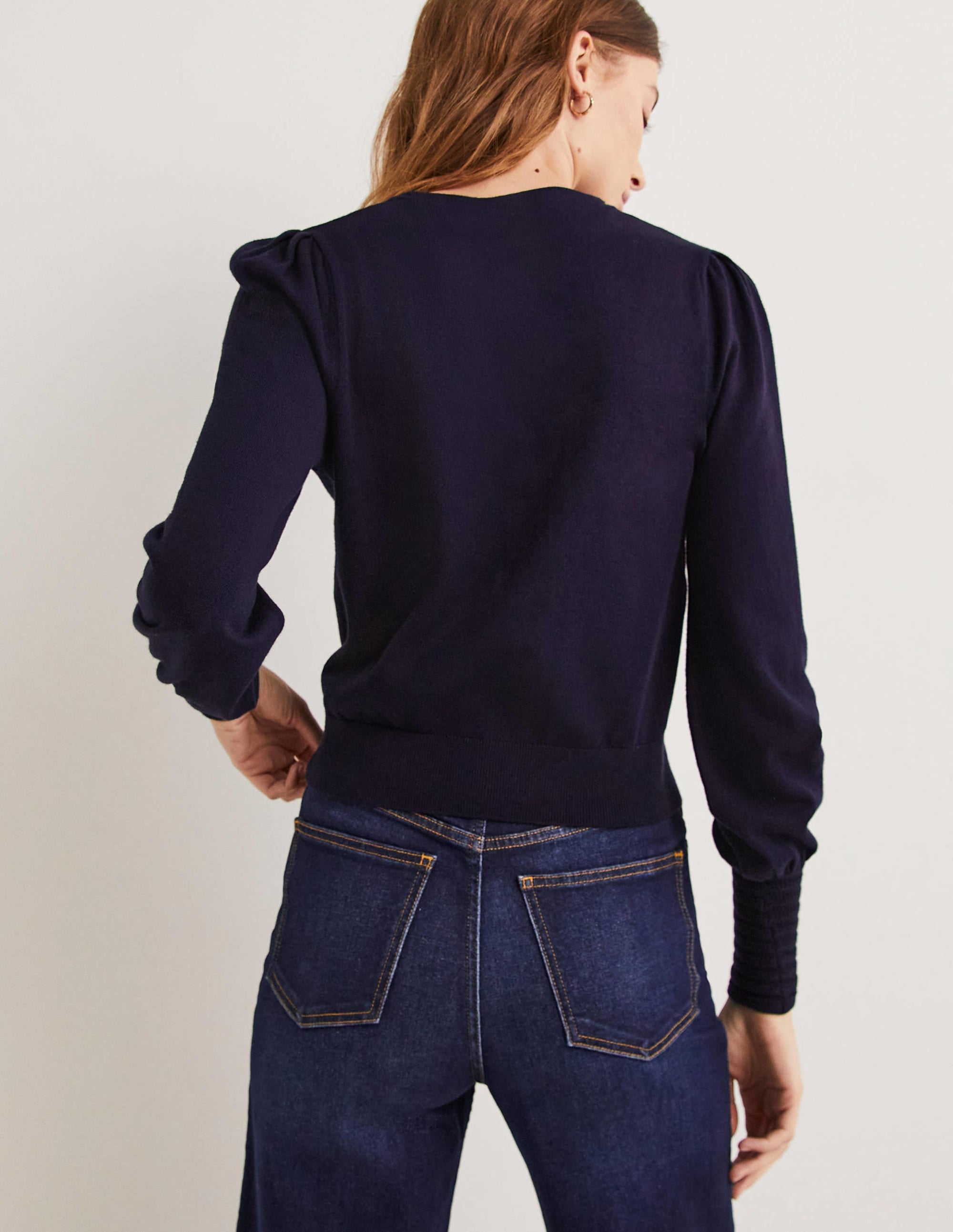 Pointelle-Pullover mit Detail-Marineblau - Image 3