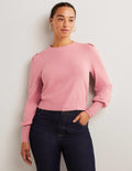 Pointelle-Pullover mit Detail-Mandelblütenrosa