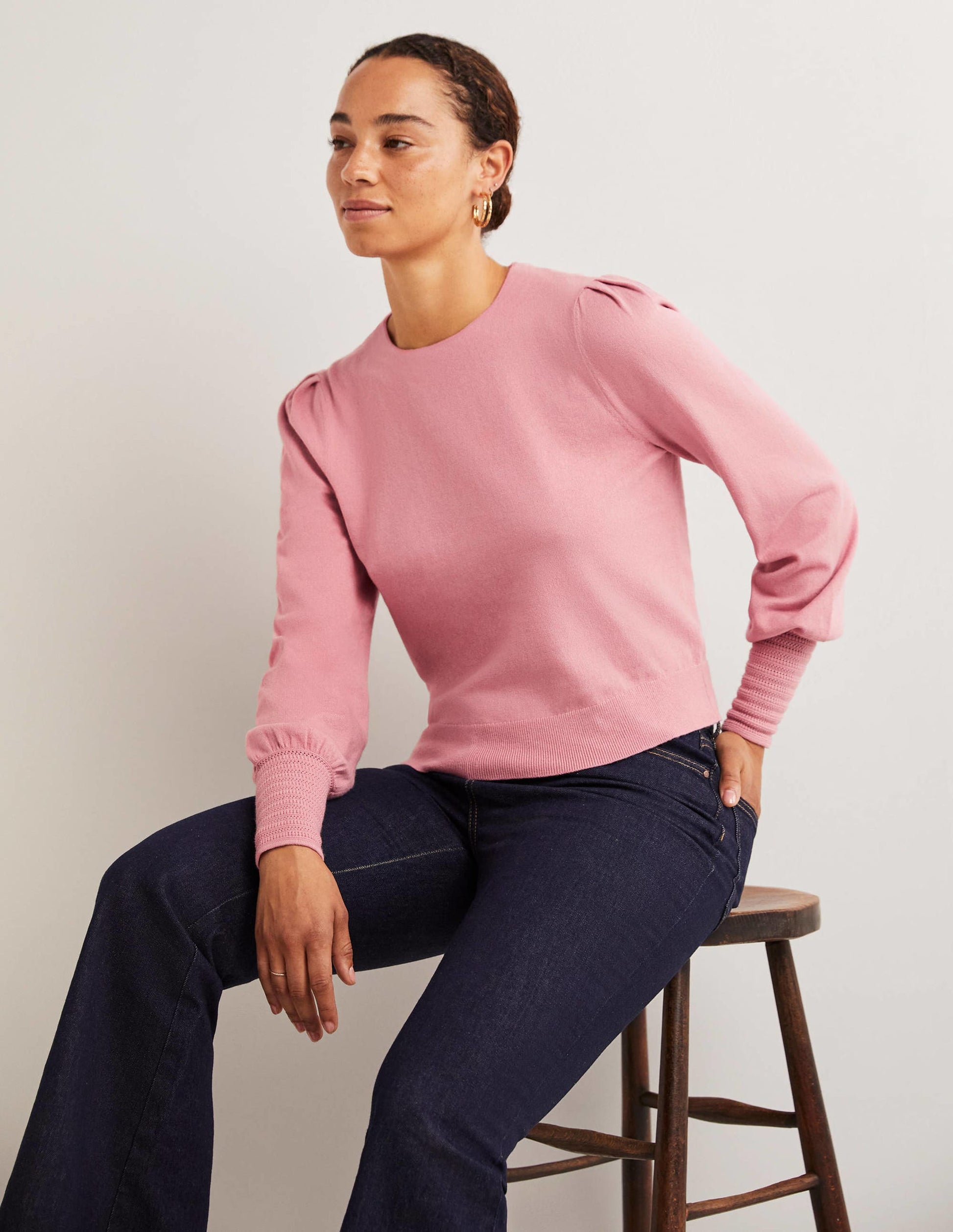 Pointelle-Pullover mit Detail-Mandelblütenrosa-4