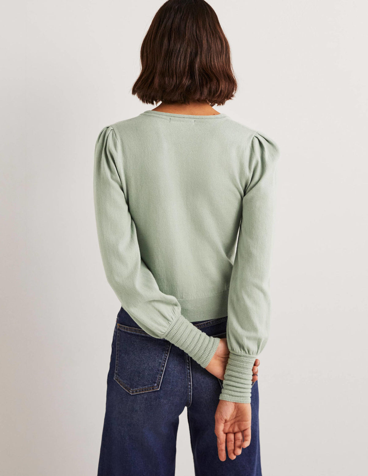 Cardigan mit Pointelle-Detail-Jadeitgrün - Image 3
