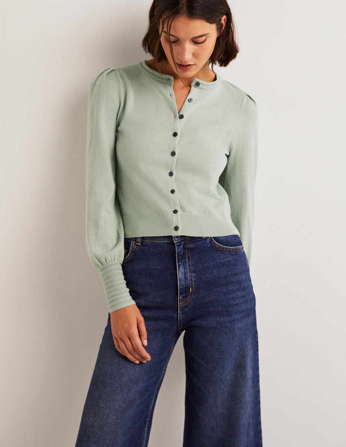 Cardigan mit Pointelle-Detail-Jadeitgrün - Image 4