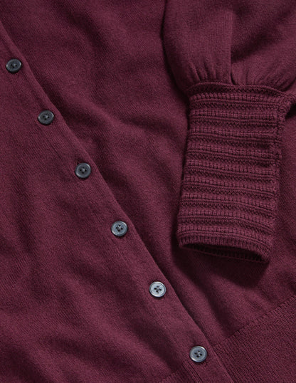 Cardigan mit Pointelle-Detail-Glühweinrot-6