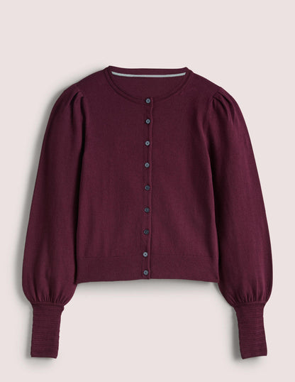 Cardigan mit Pointelle-Detail-Glühweinrot-7