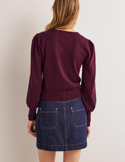 Cardigan mit Pointelle-Detail-Glühweinrot-3