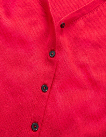 Gerippter Cardigan mit Herzausschnitt-Erdbeerkuchenrot-6