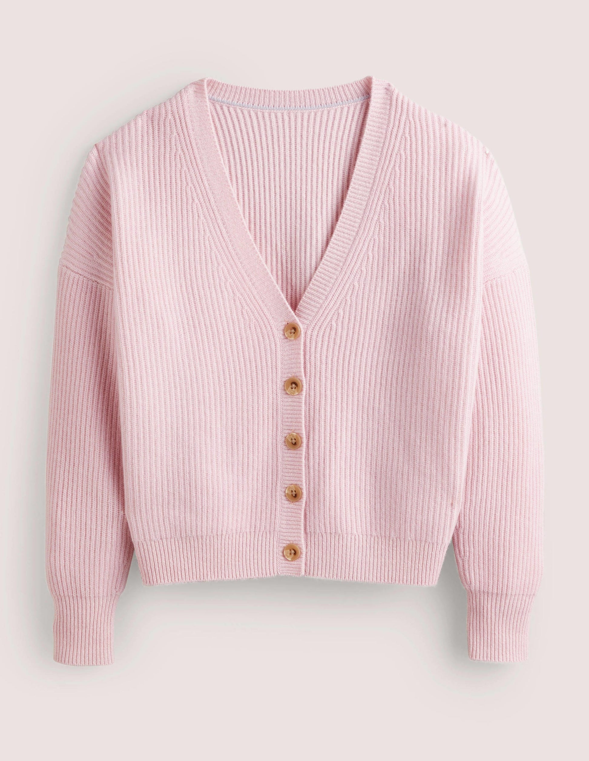 Gilet col V en cachemire-Rose camée-5
