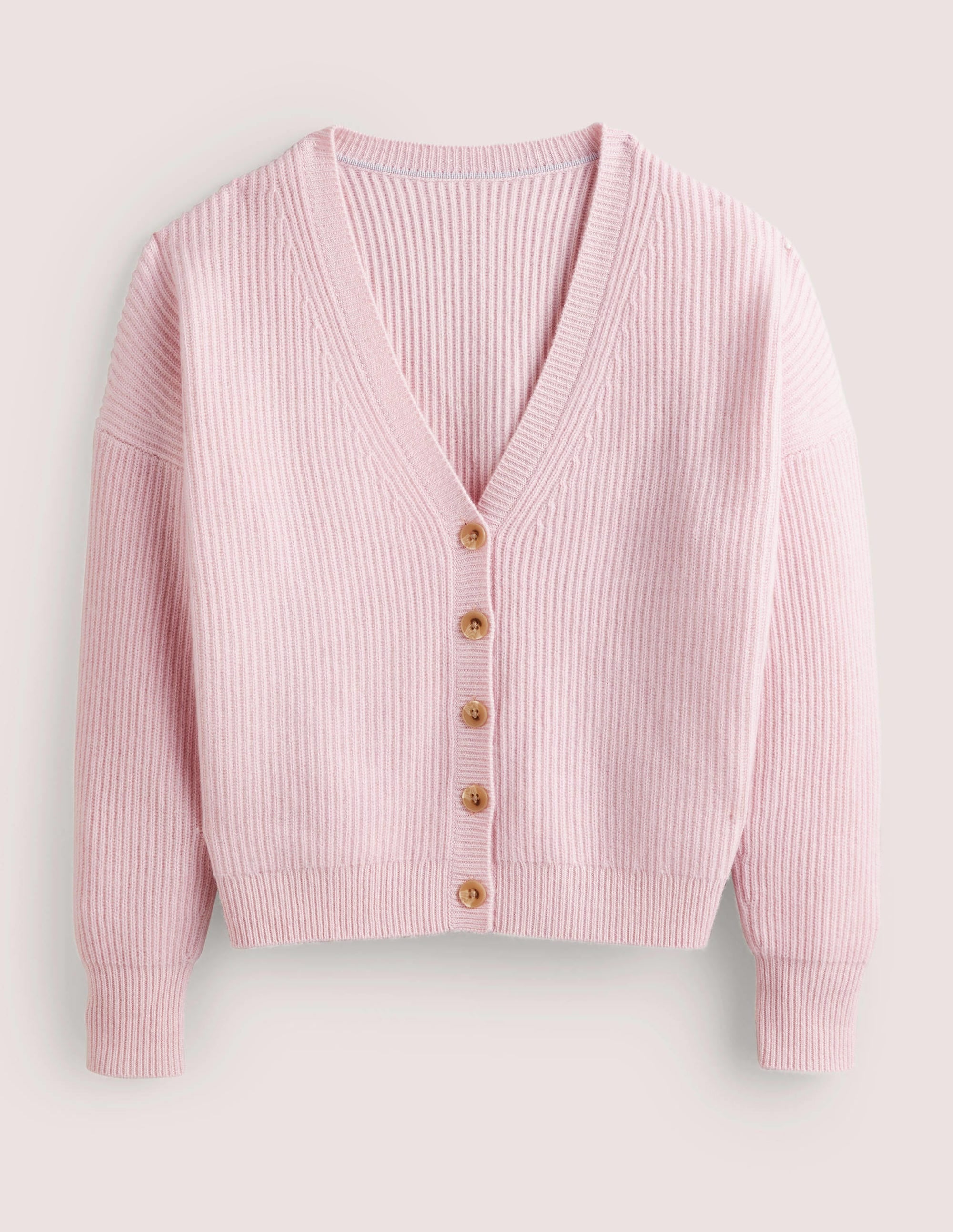 Gilet col V en cachemire-Rose camée - Image 5