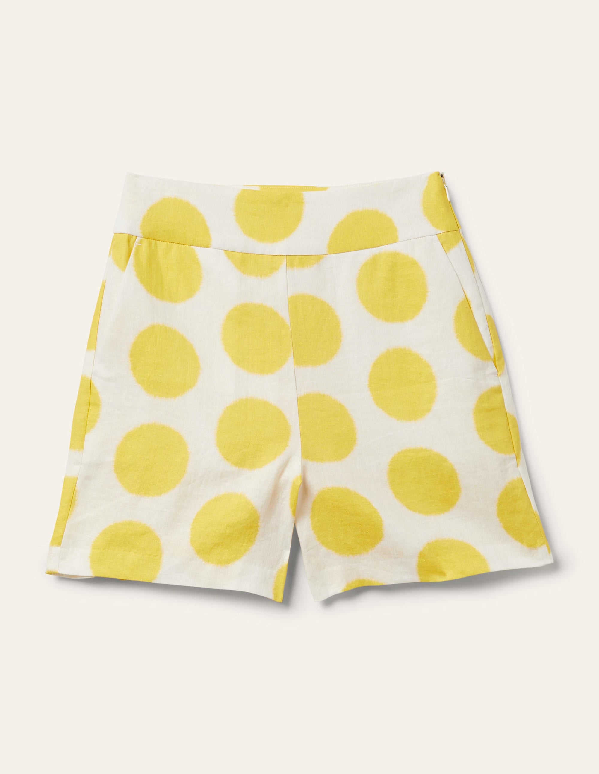Georgina Leinenshorts-Rauchgelb, Ikat-Tupfen - Image 6