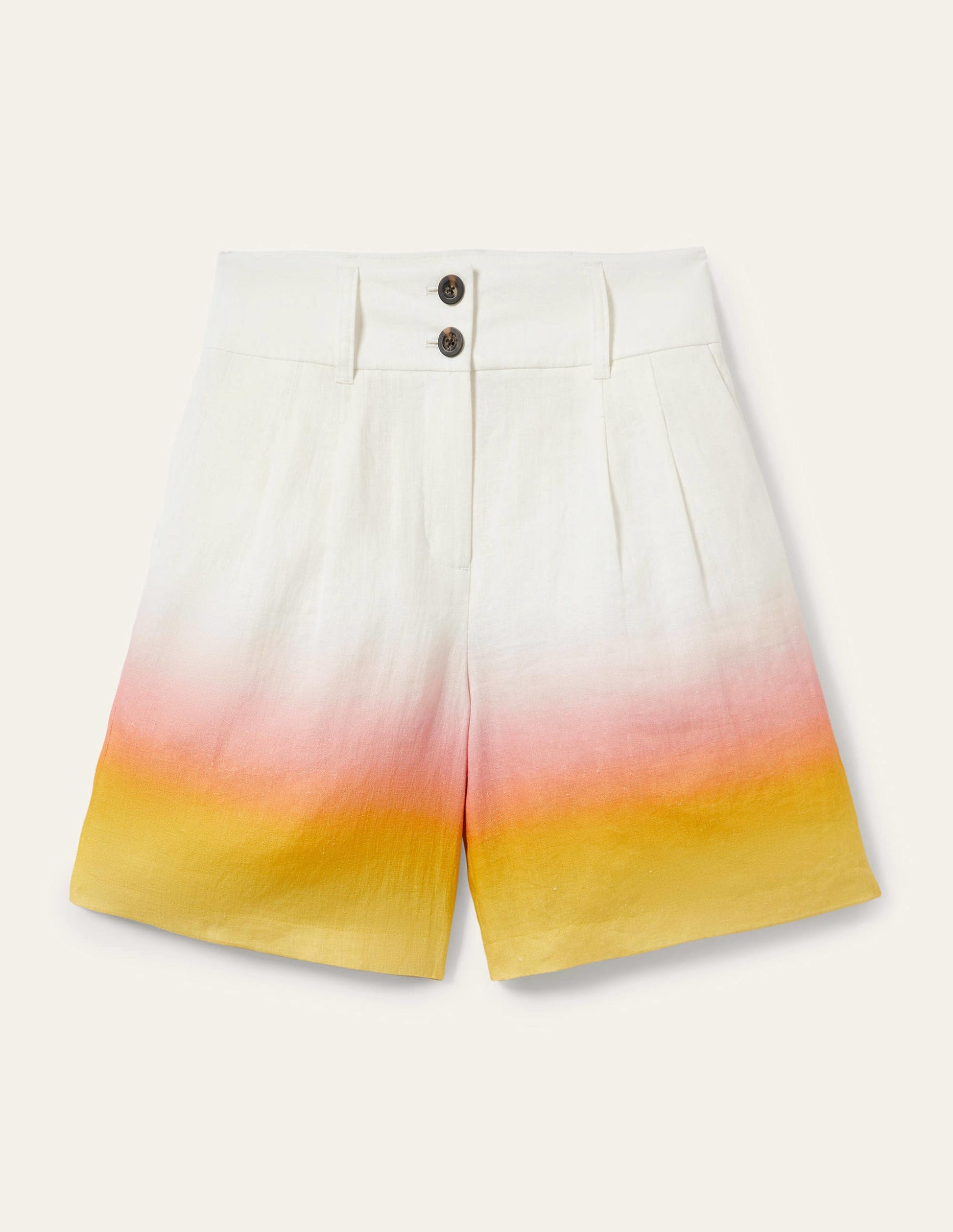 Leinenshorts mit Plisseefalten-Rosa/Gelb, Schimmernd-9