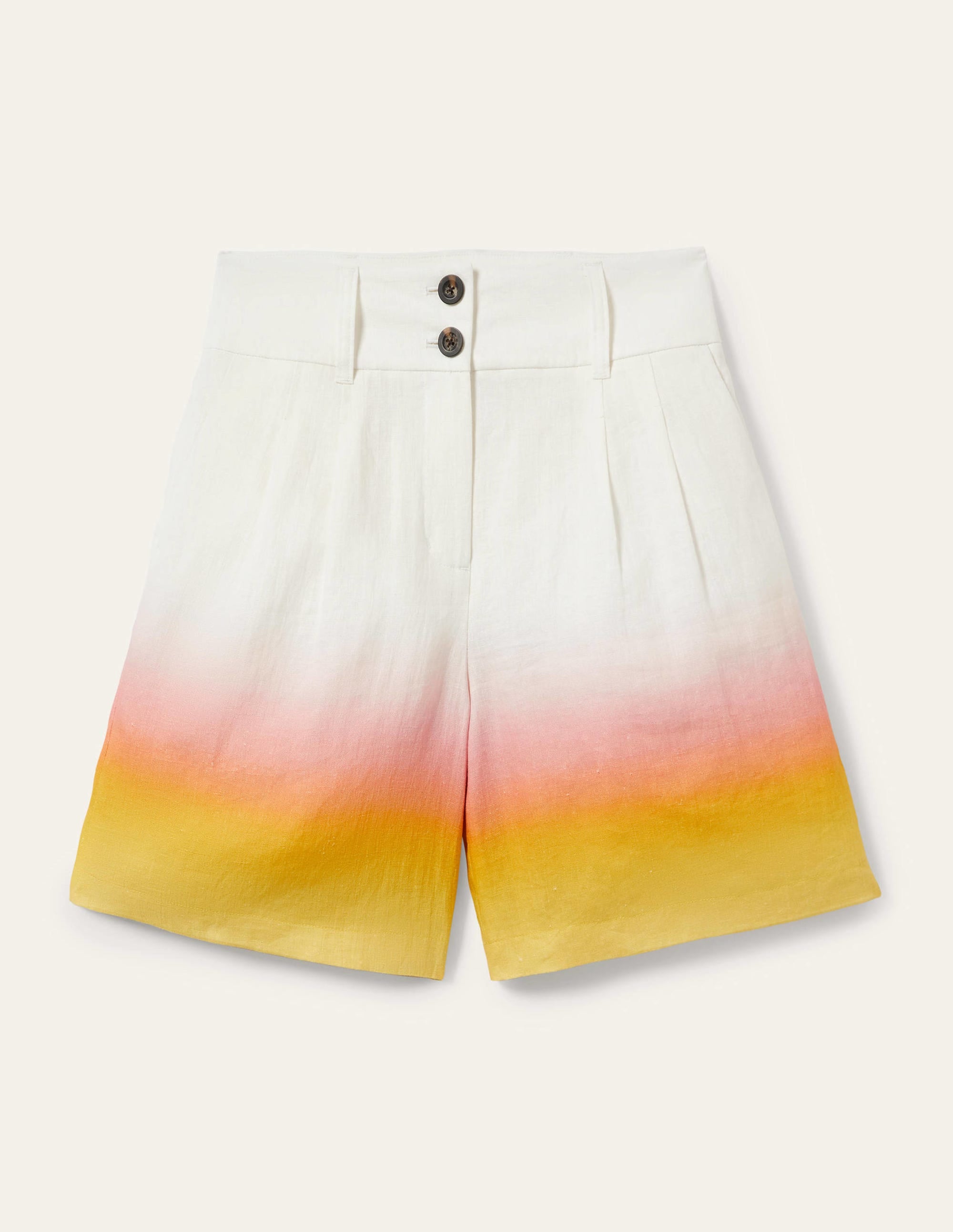 Leinenshorts mit Plisseefalten-Rosa/Gelb, Schimmernd - Image 9