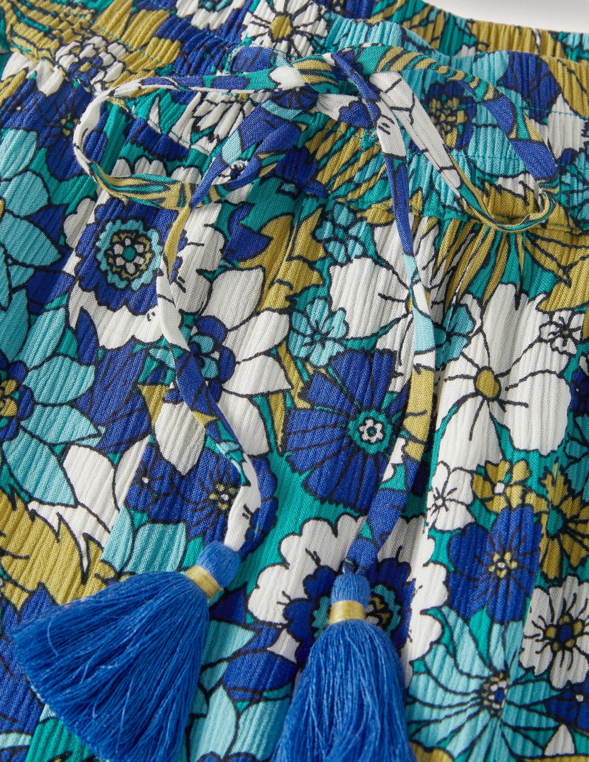 Pantalon fuselé effet froissé-Émeraude, motif Bloom Garden-9