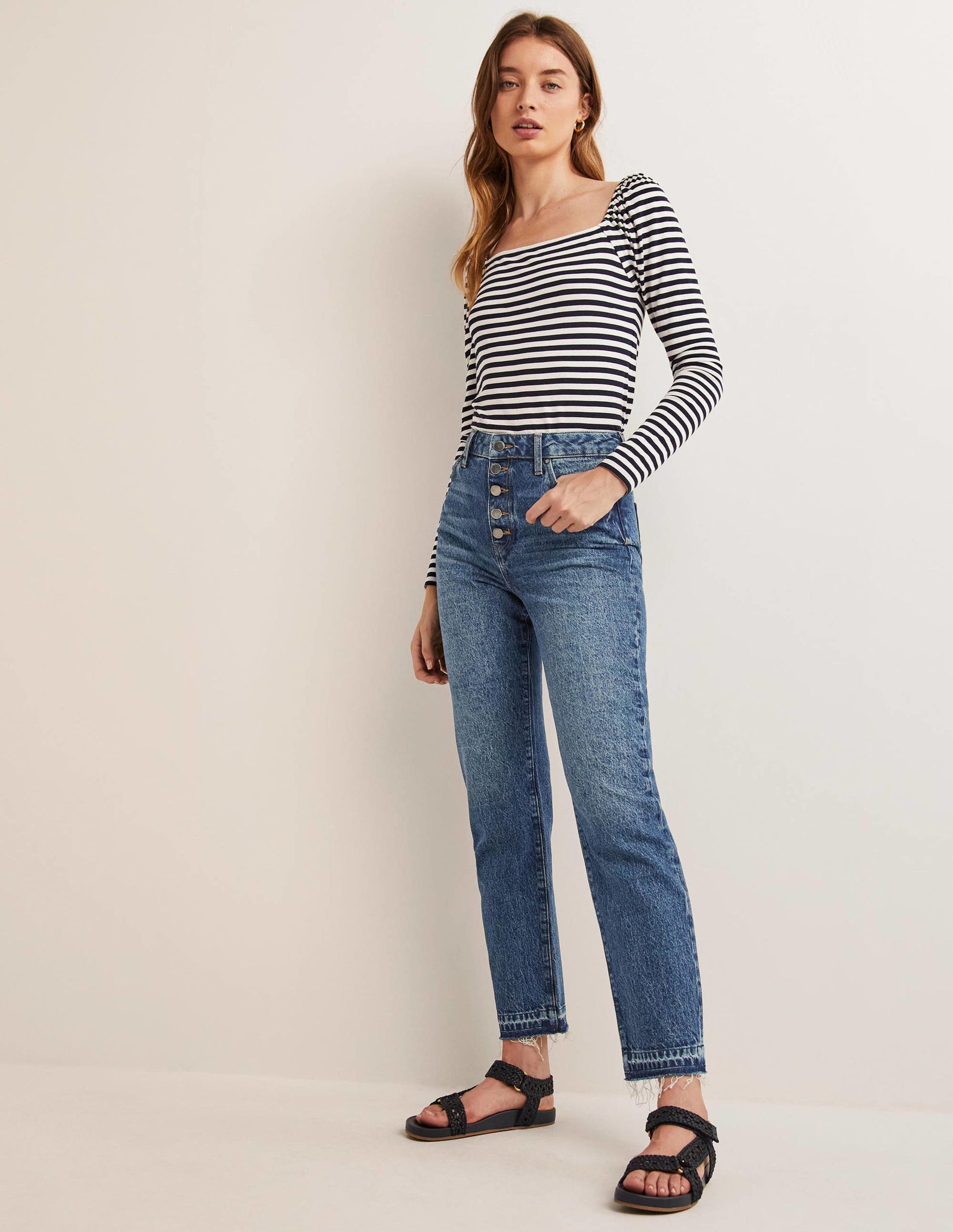 High Rise Straight Leg Jeans-Mid Vintage Tint-1